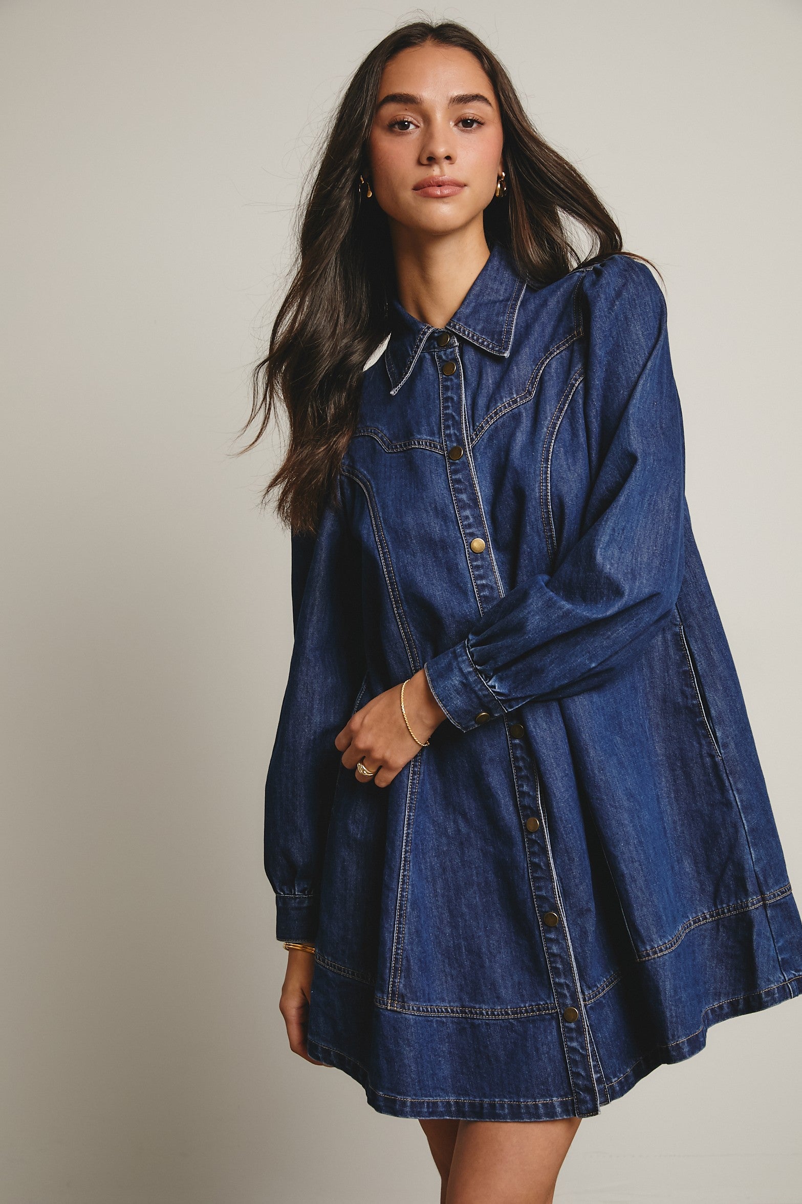 Western Seam Denim Mini Dress