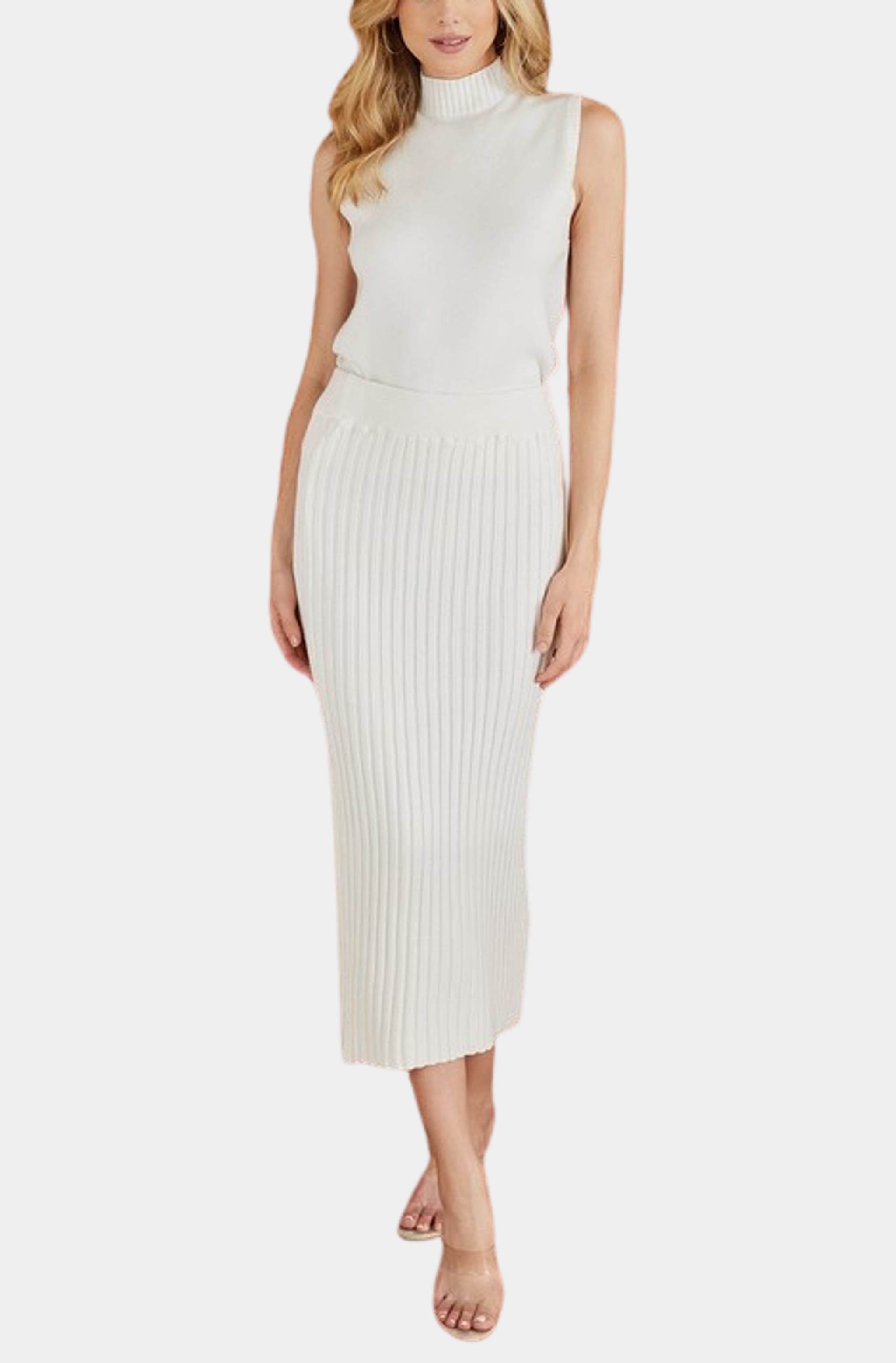 Italian Knit Sleeveless Mock Neck Top