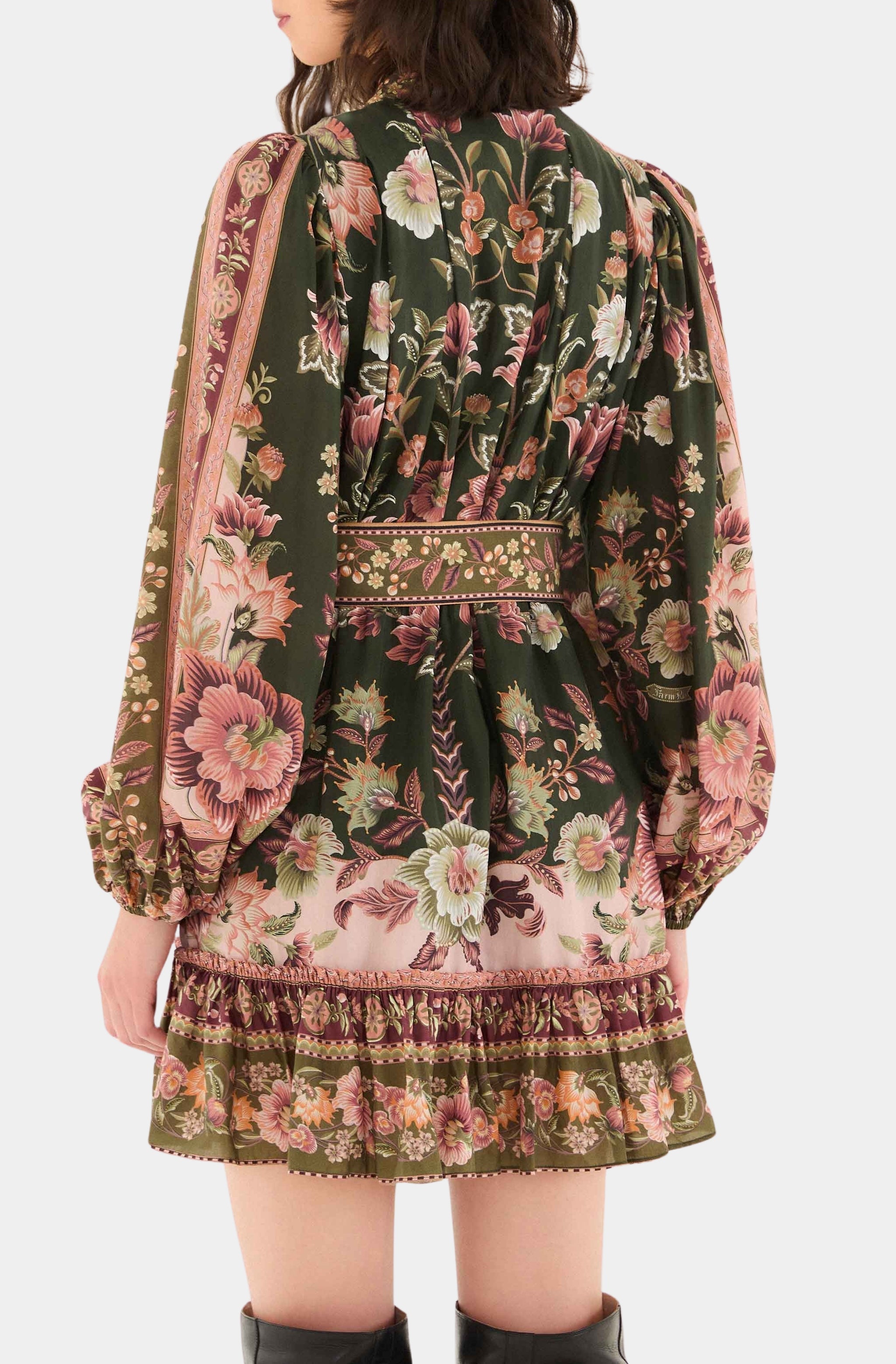 Flowering Garden Tree Green Mini Dress