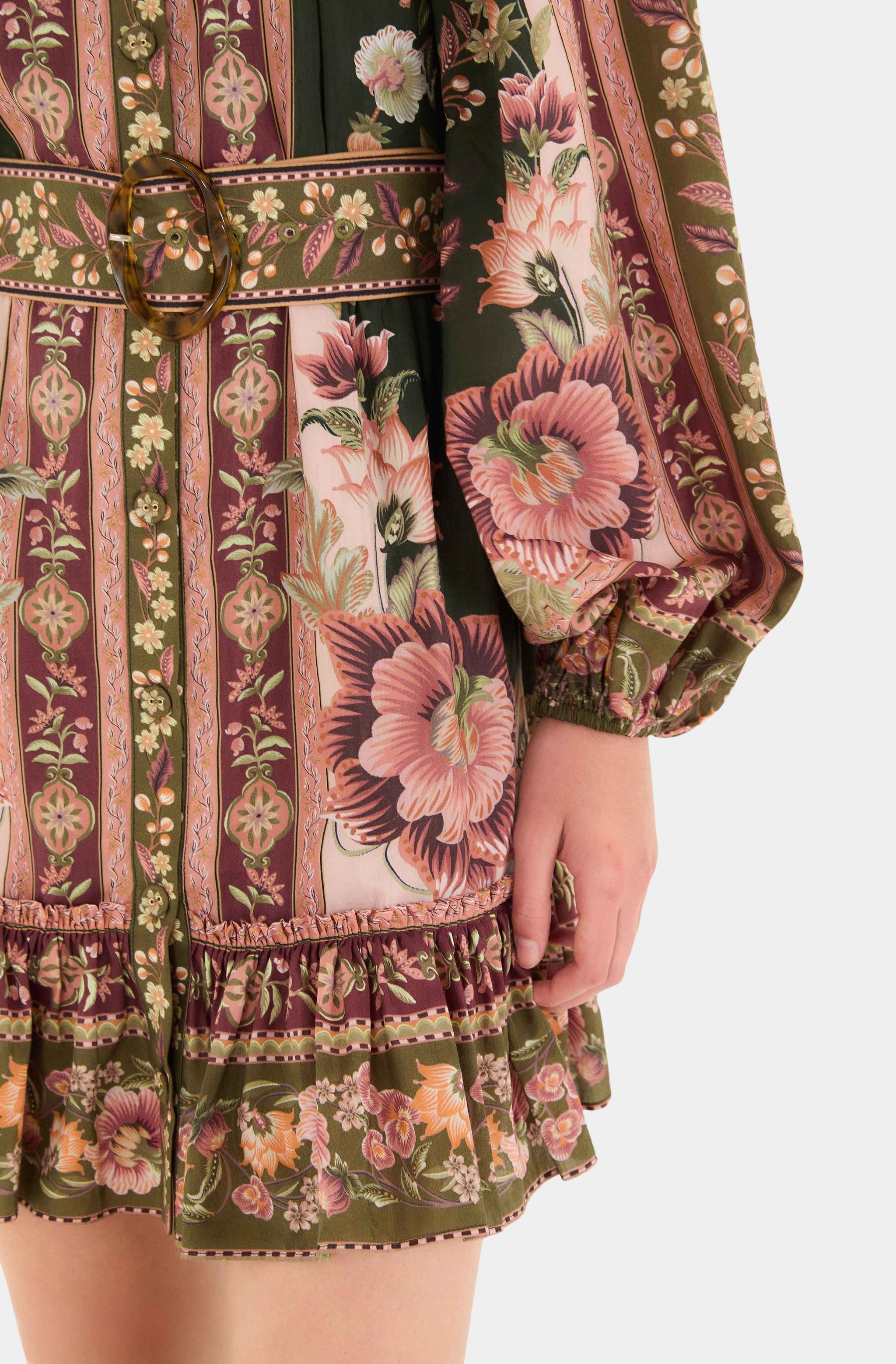 Flowering Garden Tree Green Mini Dress