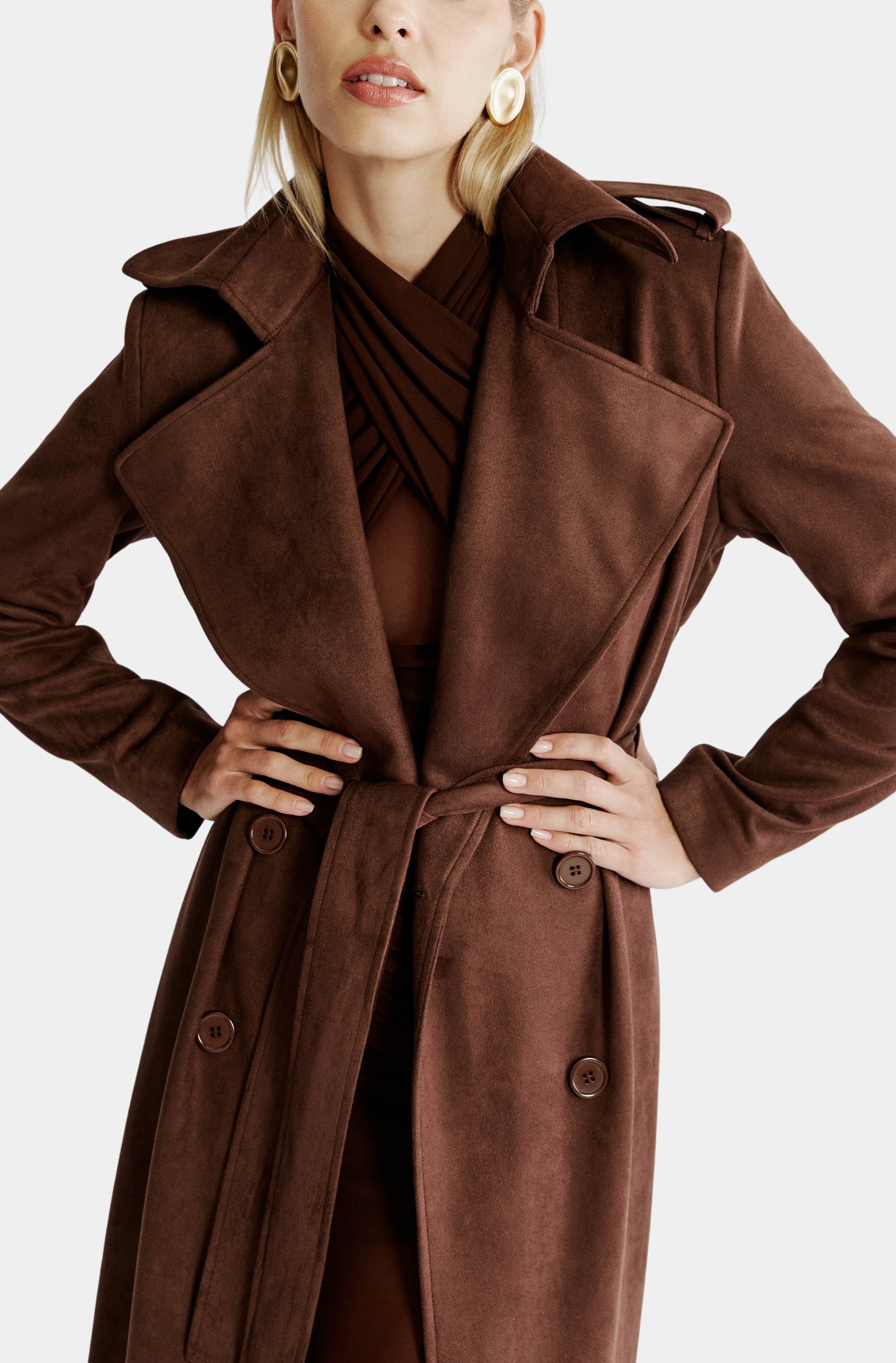 Kira Vegan Suede Trench Coat