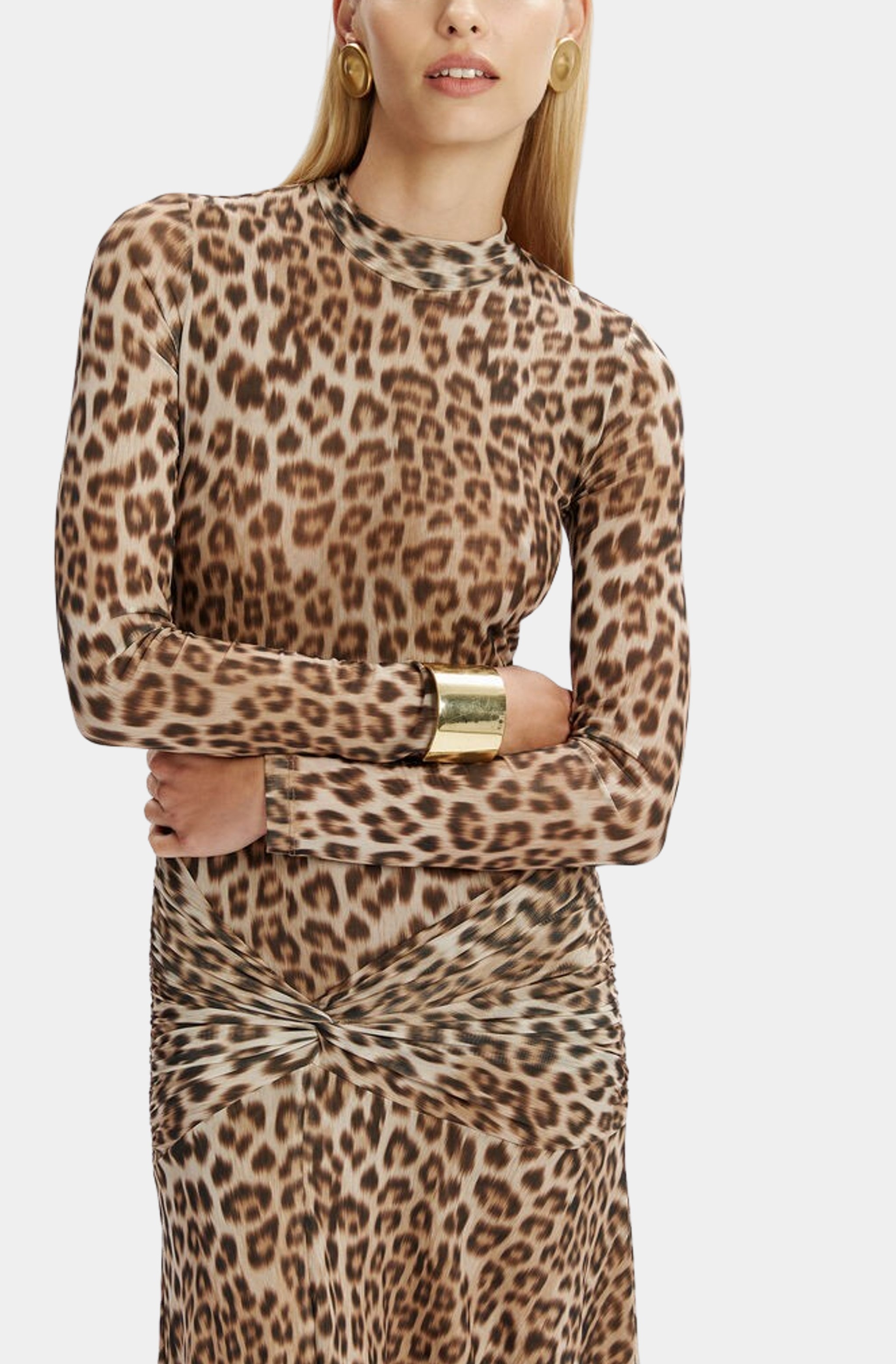 Lea Printed Mesh Midi Dress