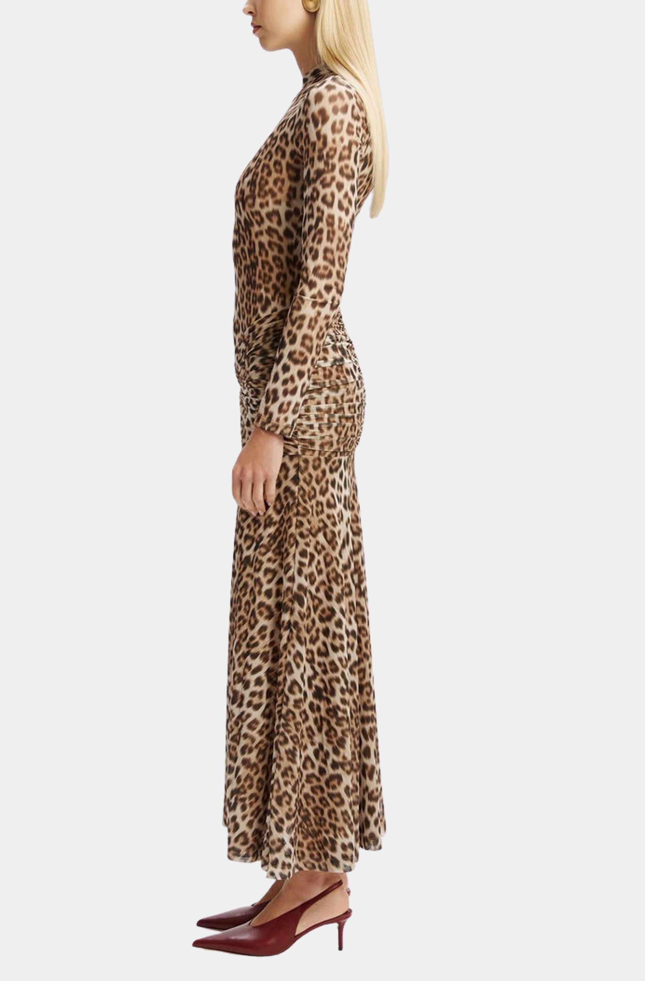 Lea Printed Mesh Midi Dress