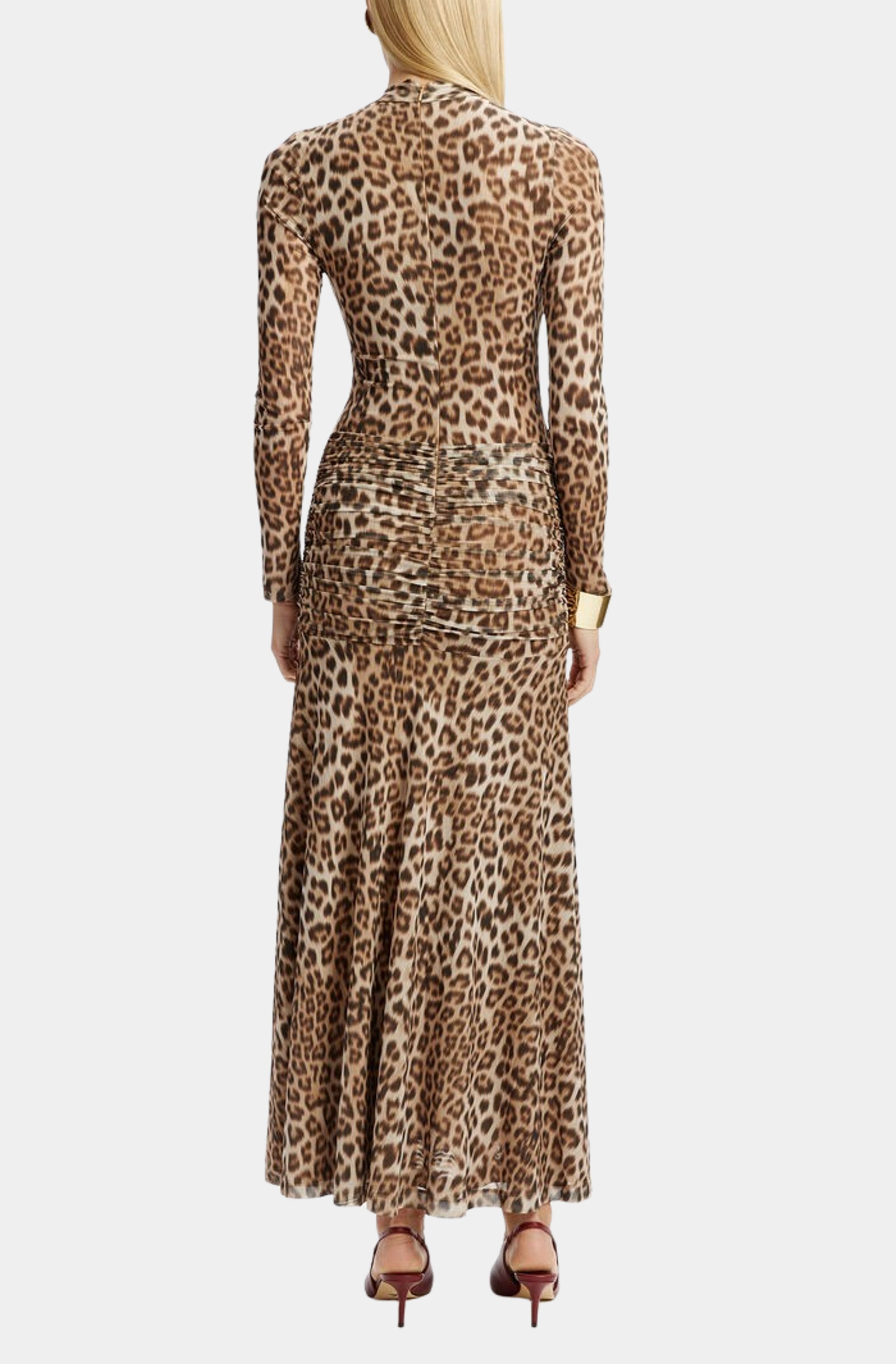Lea Printed Mesh Midi Dress