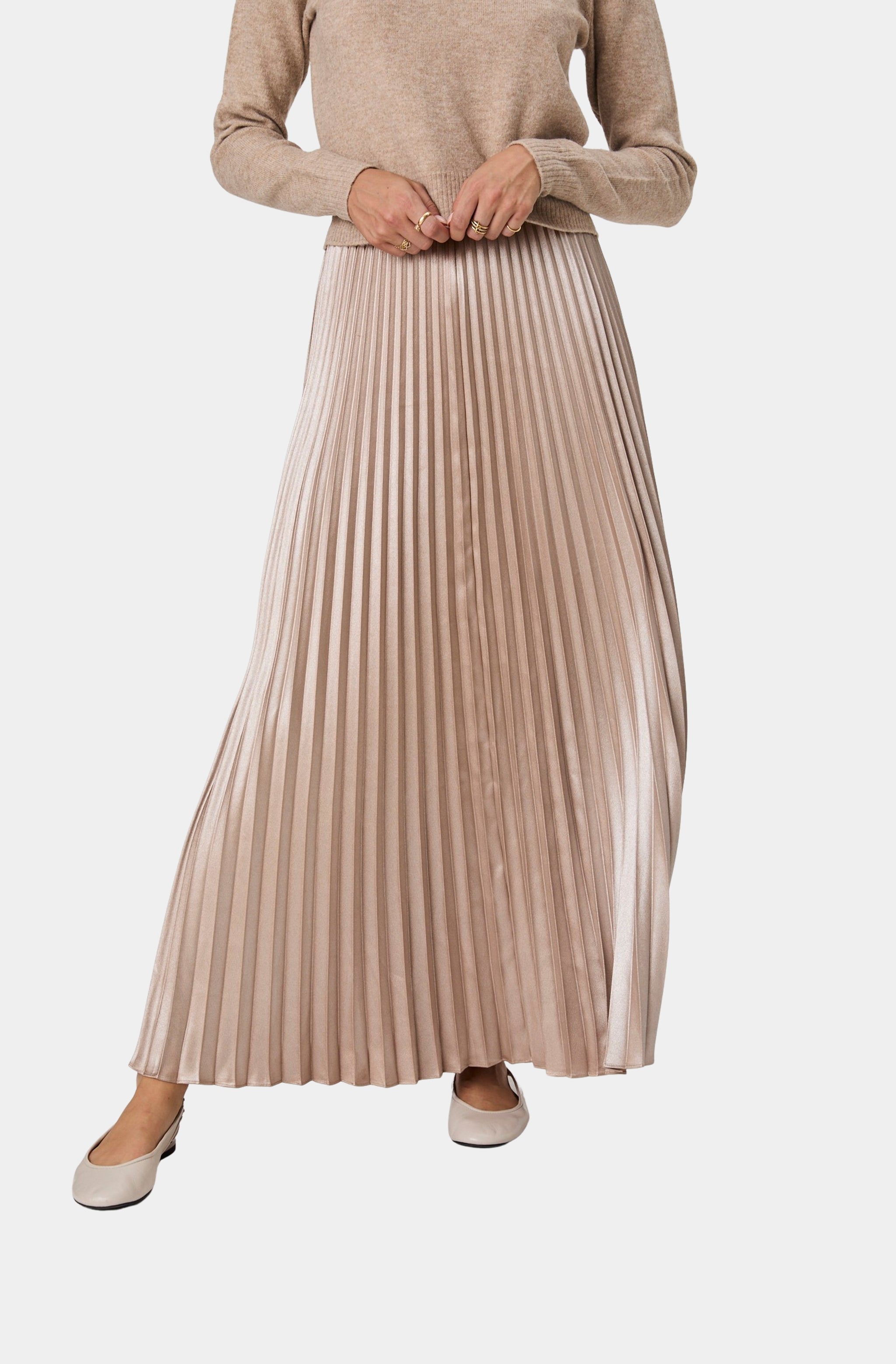 Marielle Metallic Satin Maxi Skirt
