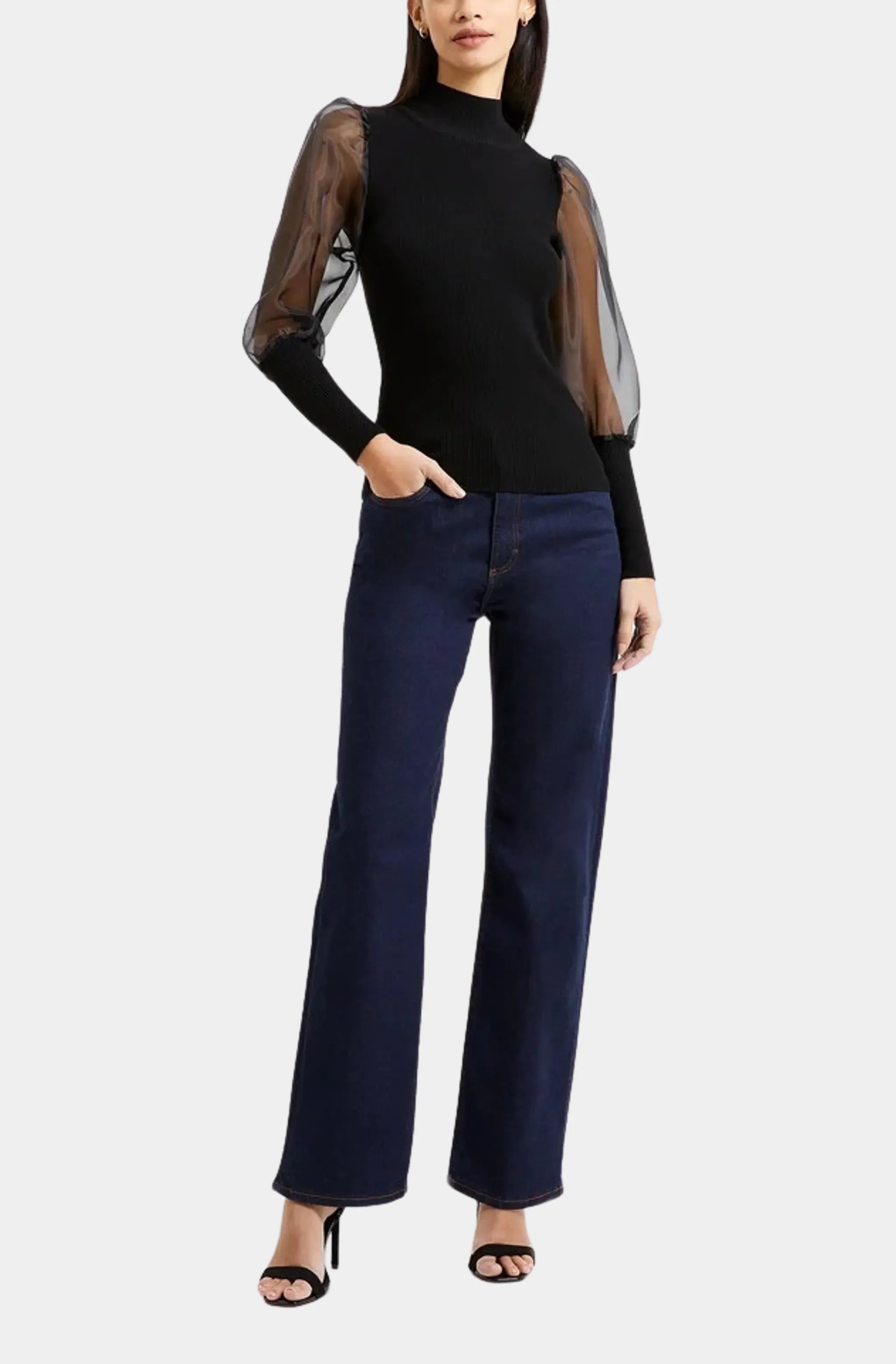 Krista Organza Long Sleeve High Neck Top