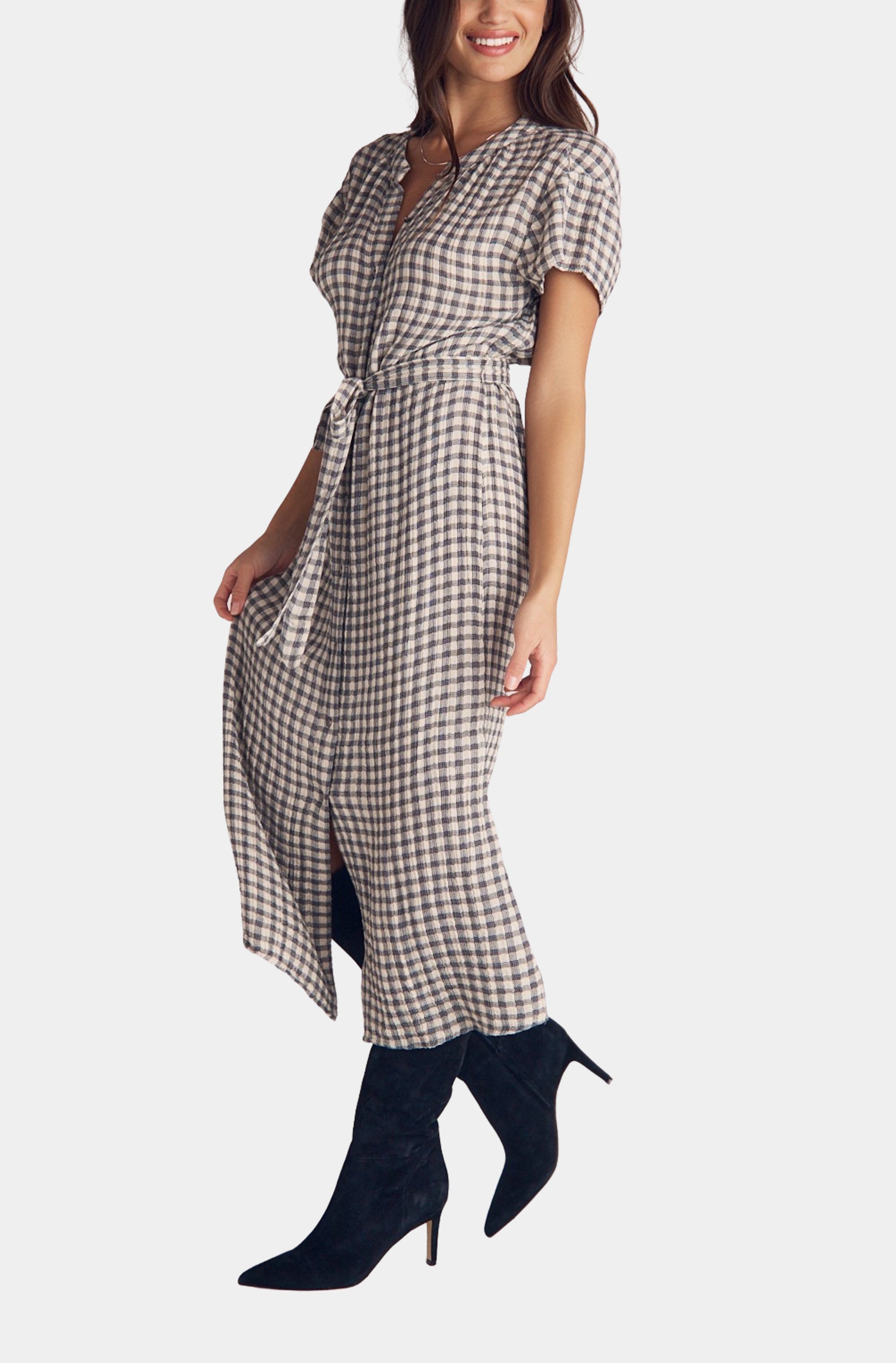 Cap Sleeve Maxi Shirt Dress