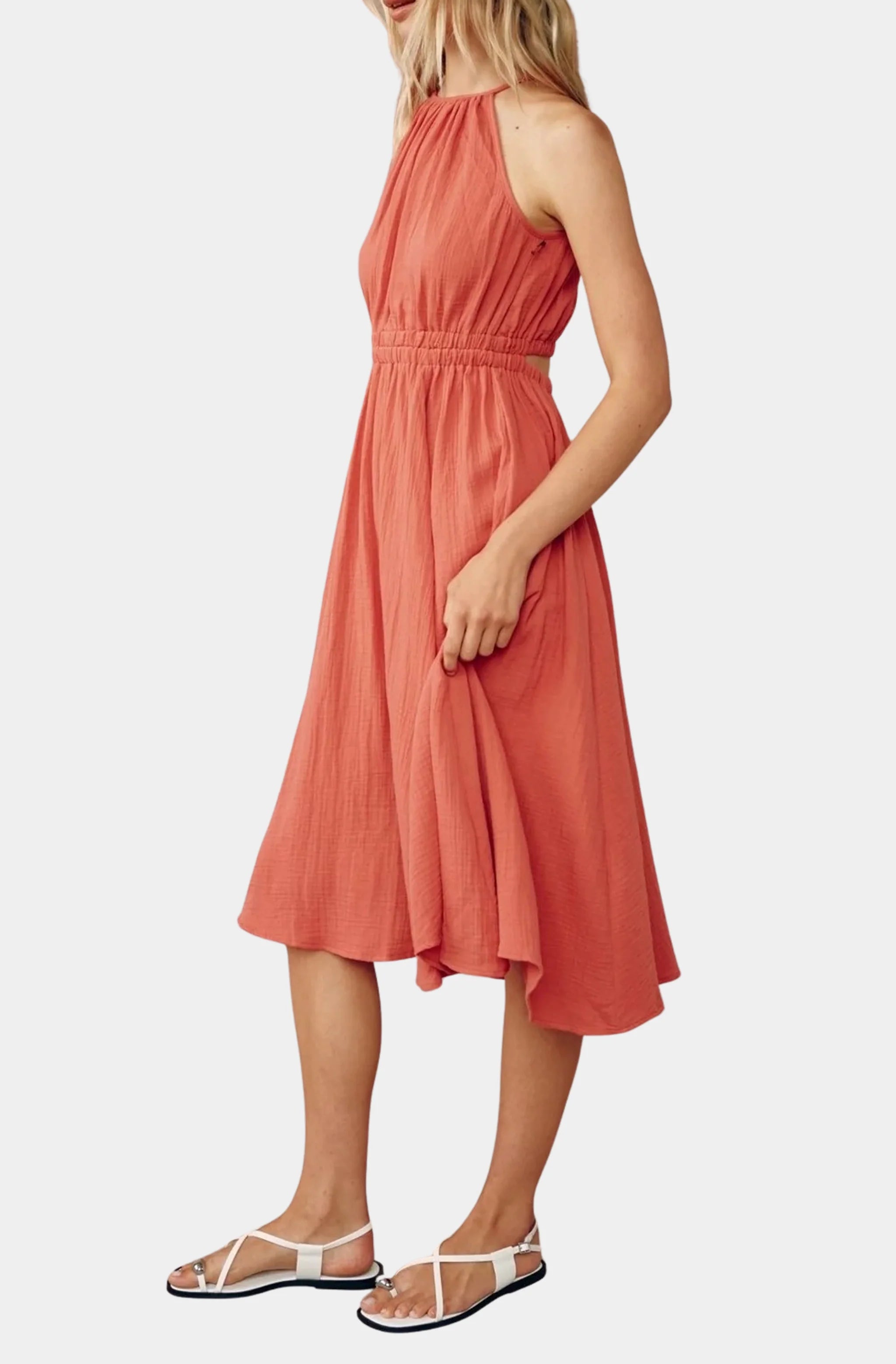 Cut Out Back Midi Halter Dress