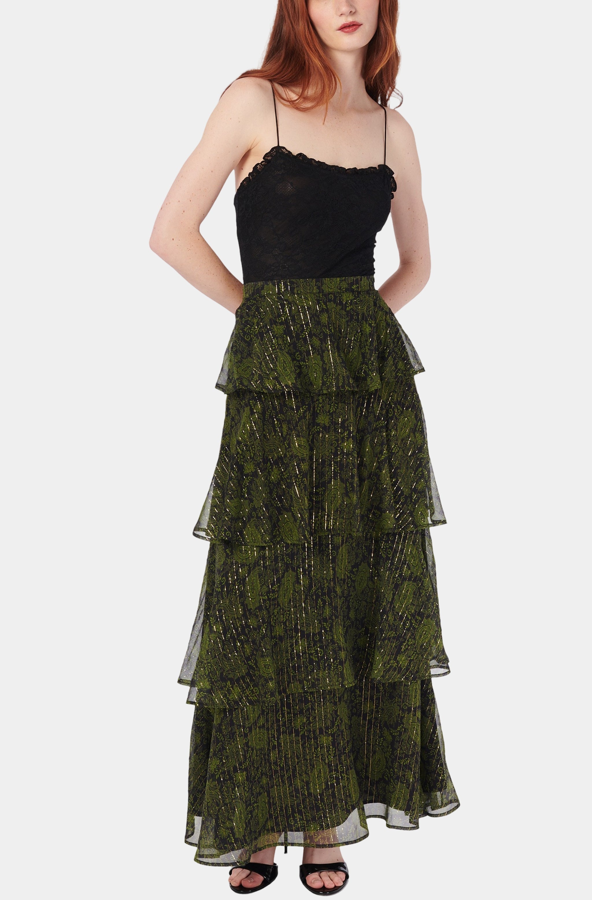 Gaia Metallic Chiffon Skirt