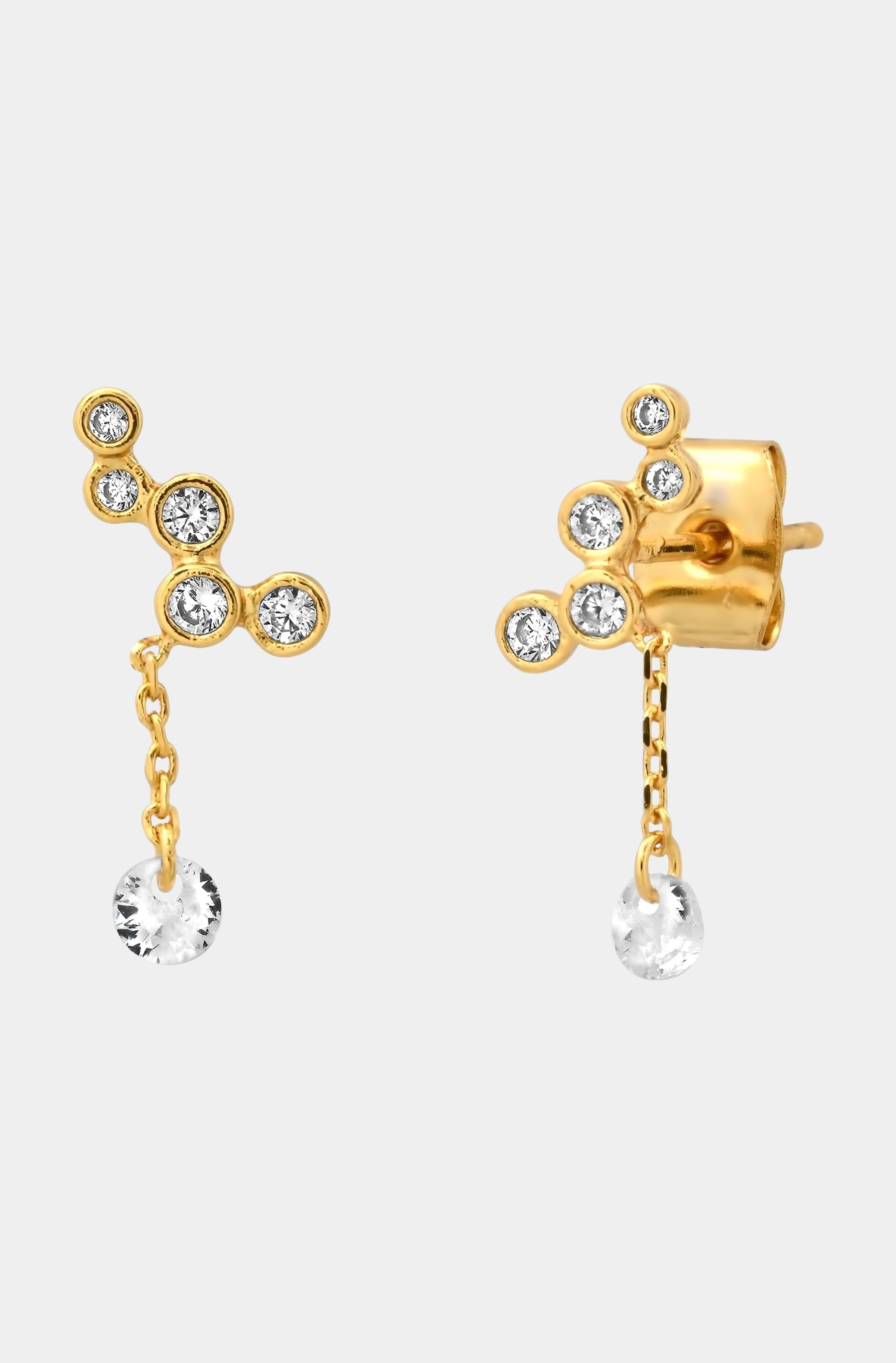 Bezel Set CZ Climber with Floating CZ Dangle