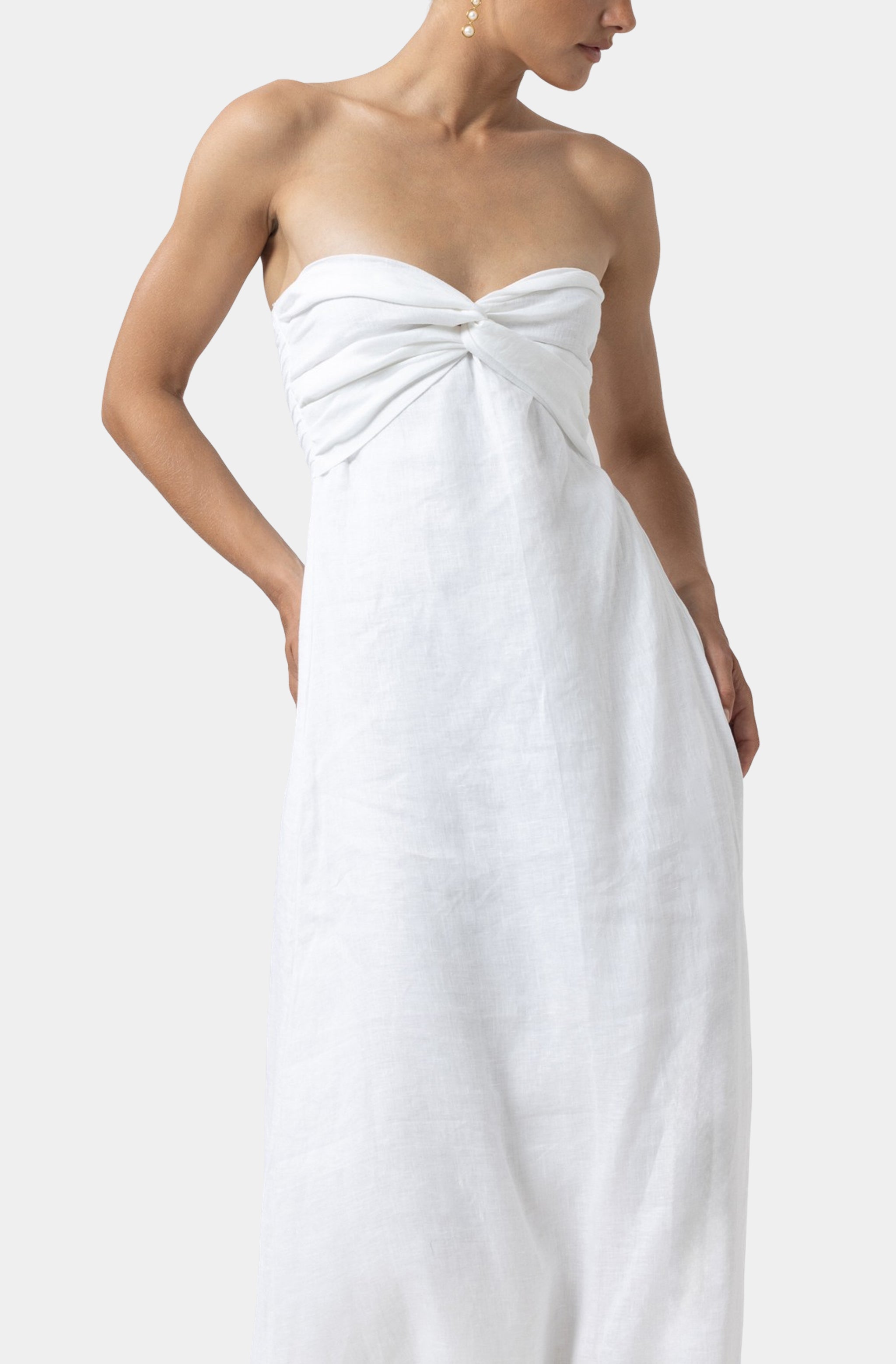 melody linen maxi dress lusana Melody Maxi Dress in Peach. A soft linen silhouette defined by our signature two tone twist bodice and fluid full length skirt. Feminine, effortless and designed for warm summer evenings.