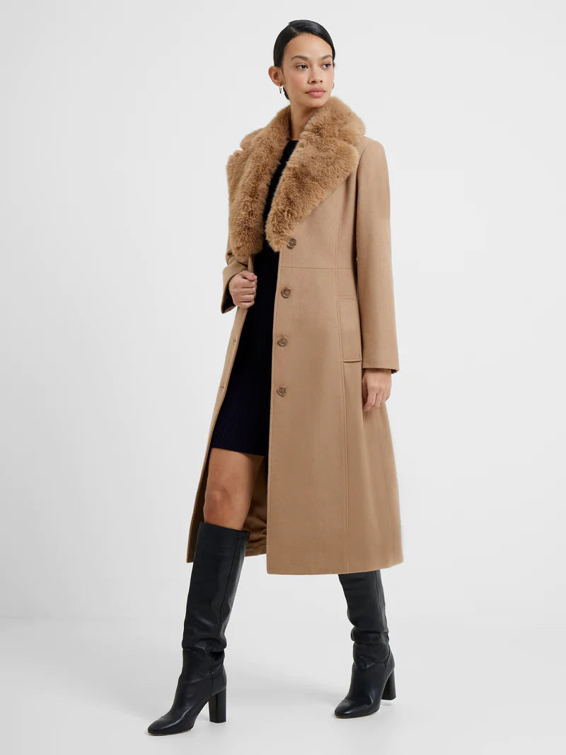 Favan Felt Long Faux Fur Coat