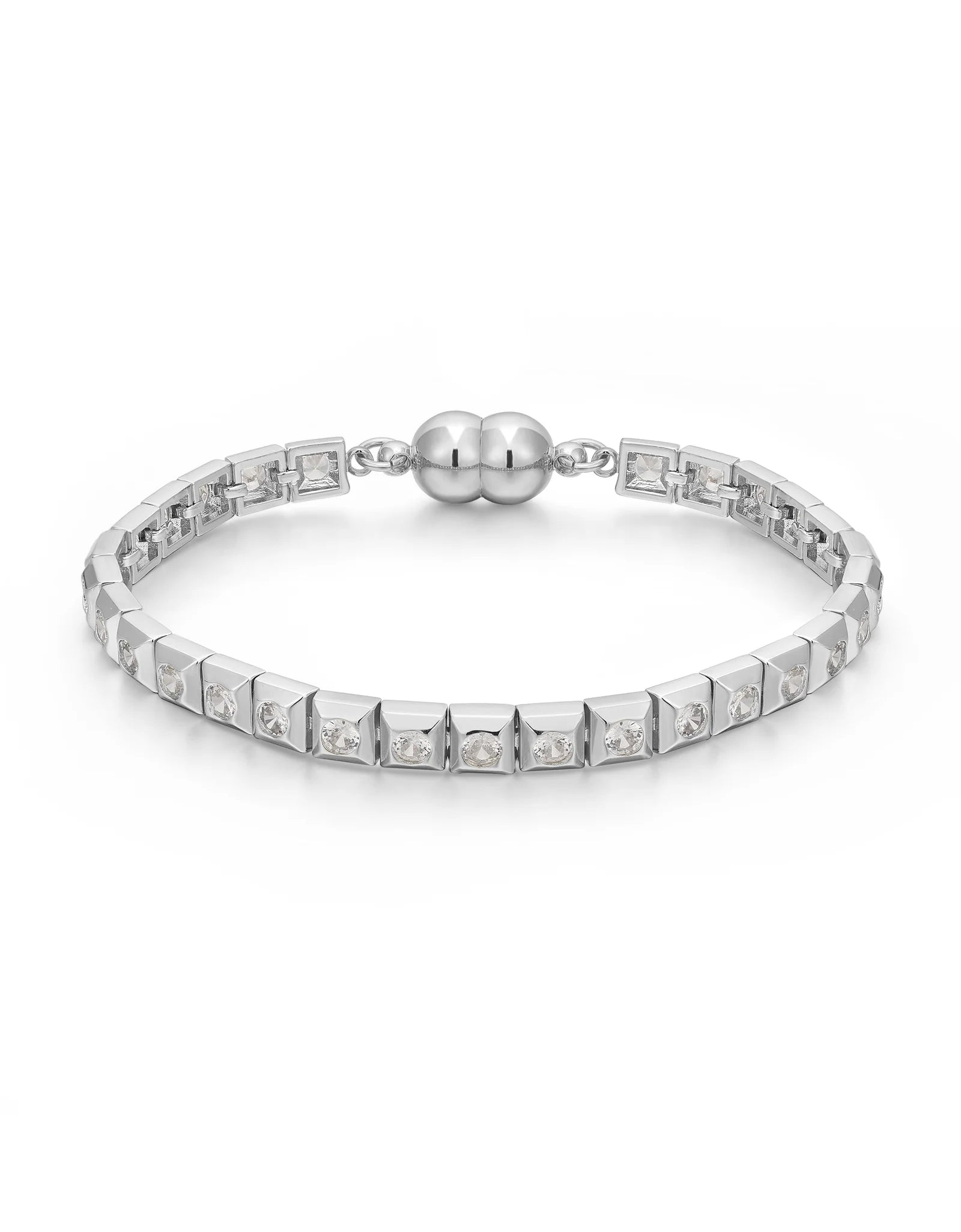 Pyramid Stud Tennis Bracelet Silver