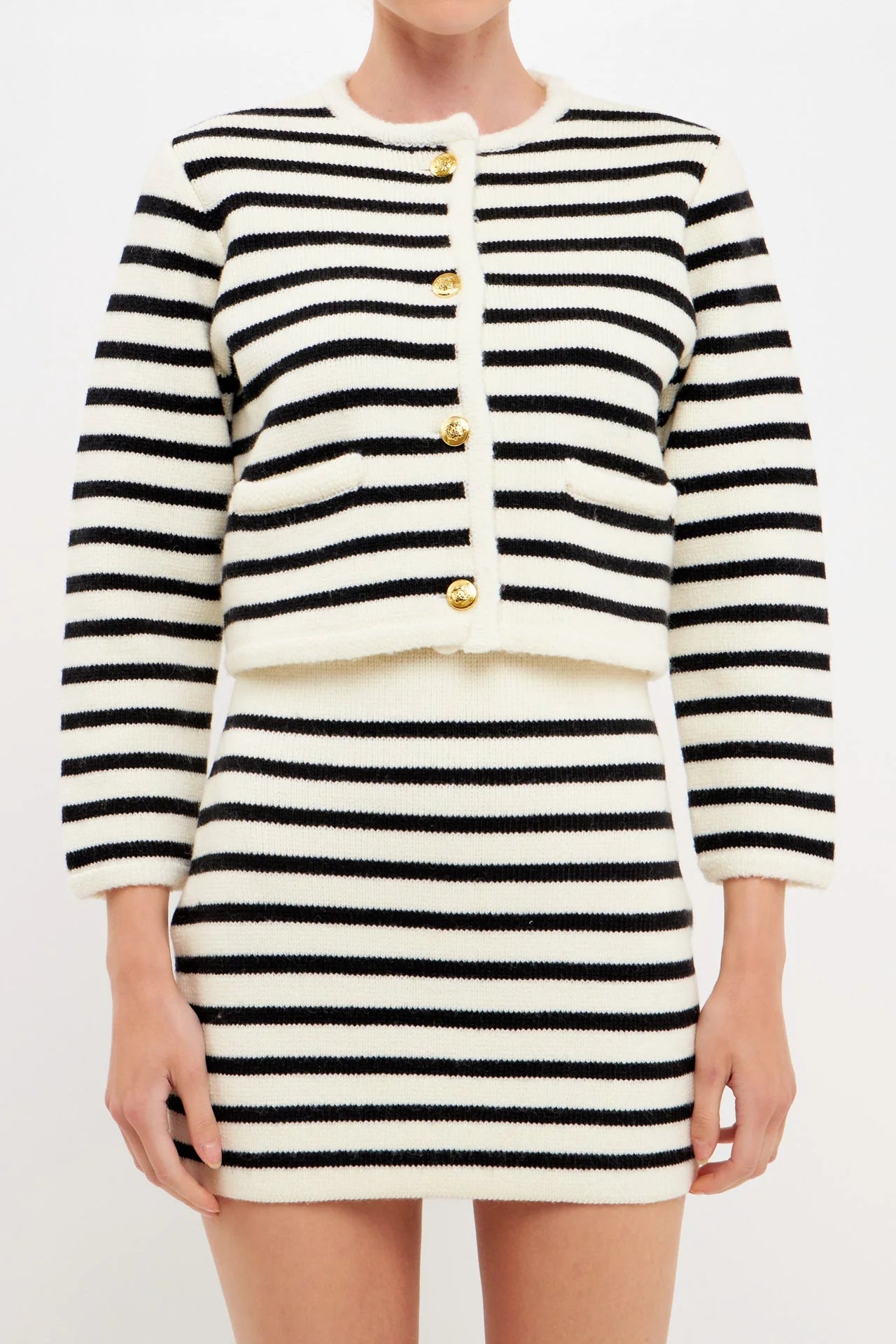 Knit Striped Sweater Cardigan