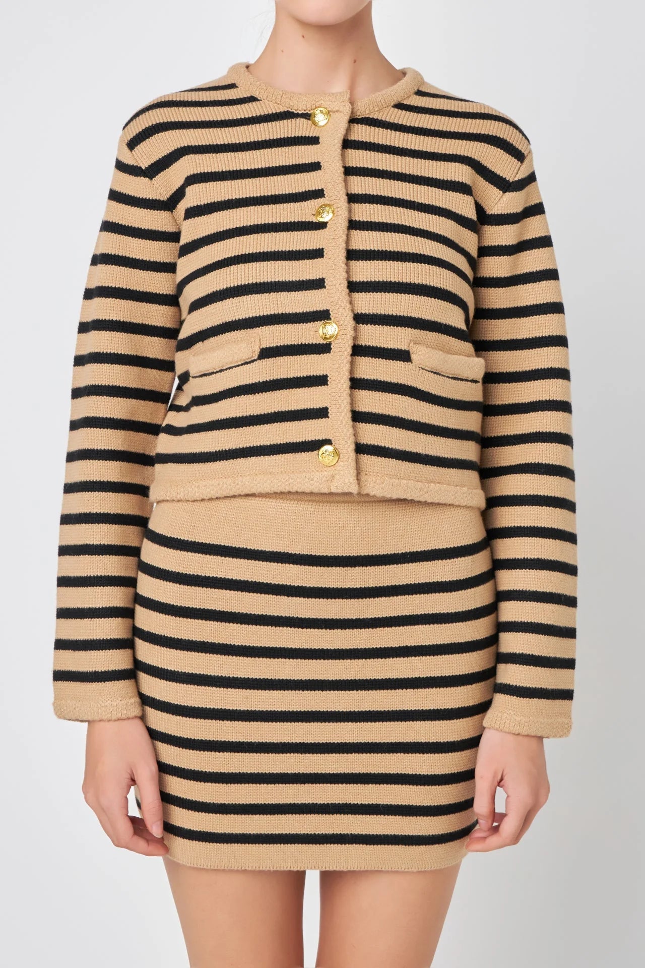 Knit Striped Sweater Cardigan