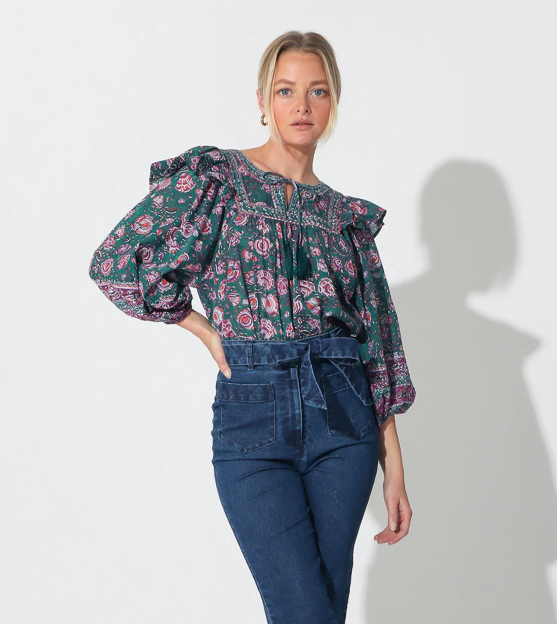 Mylah Blouse in Jade Floral