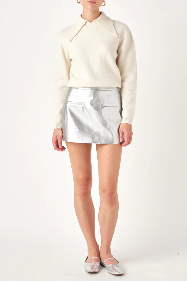 Metallic Faux Leather Skort