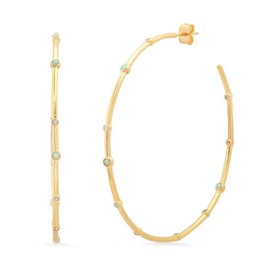 Large Open Hoops with Opal Accents