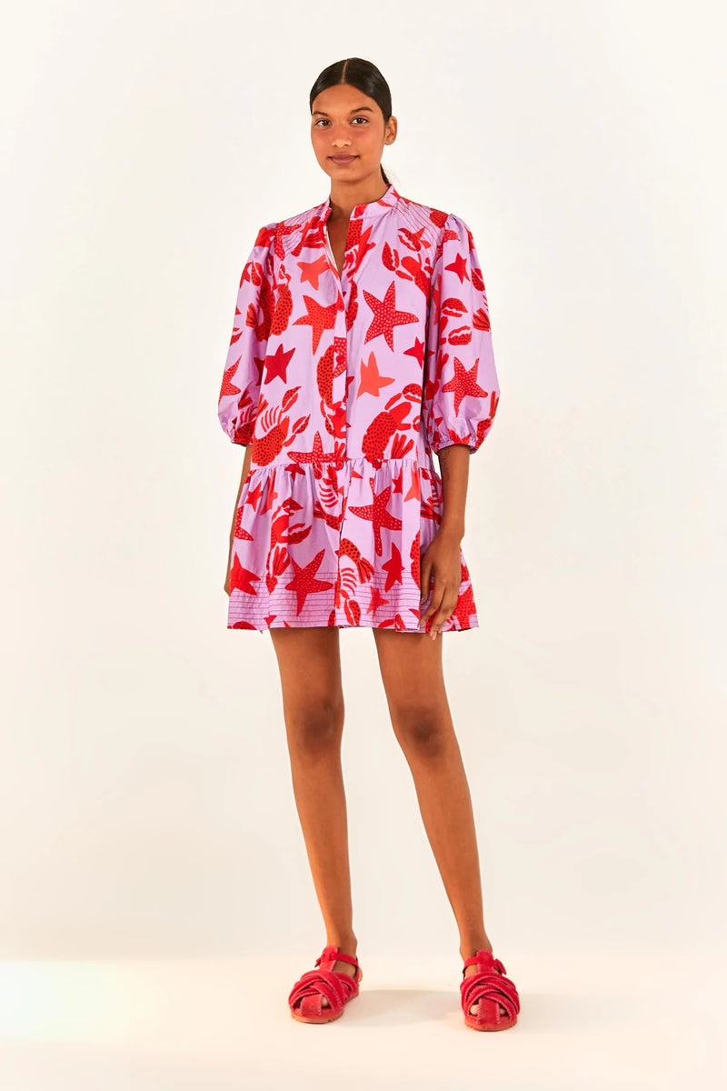 knee length dresses for ladies Linen and Lobster Rolls Mini Dress - Off White main image 1