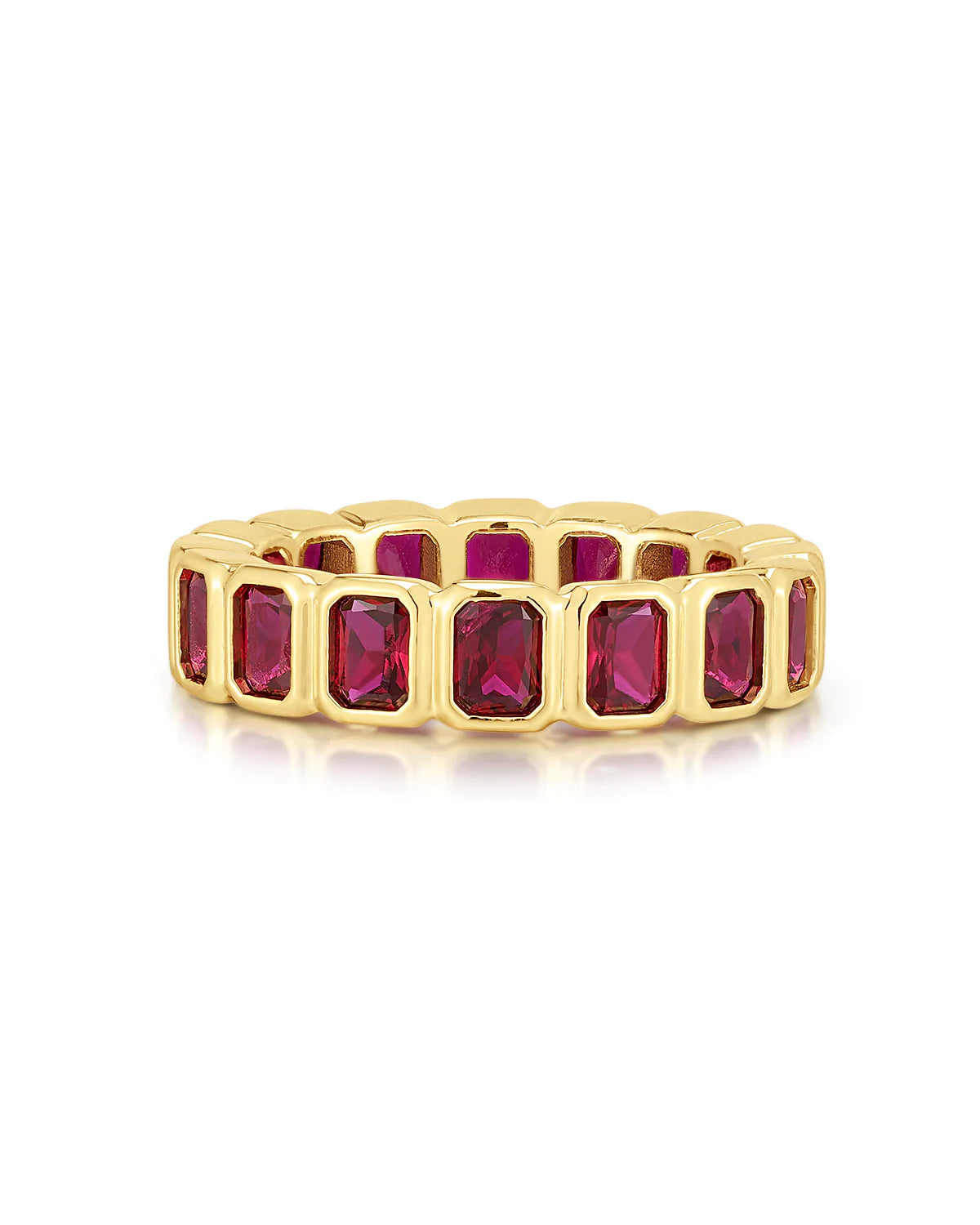 Bezel Emerald Ballier Ring Ruby Red