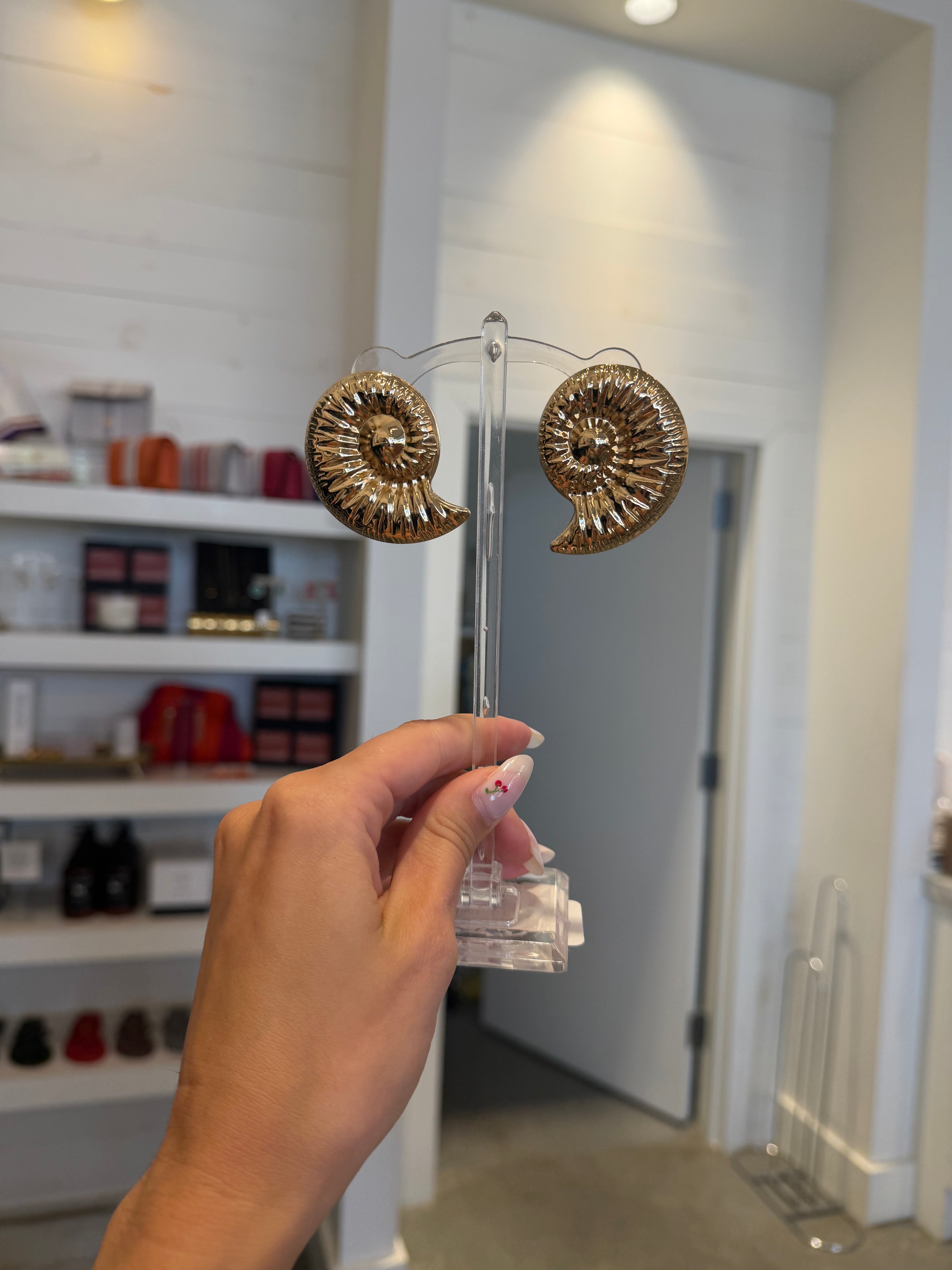 Textured Ammonite Earring