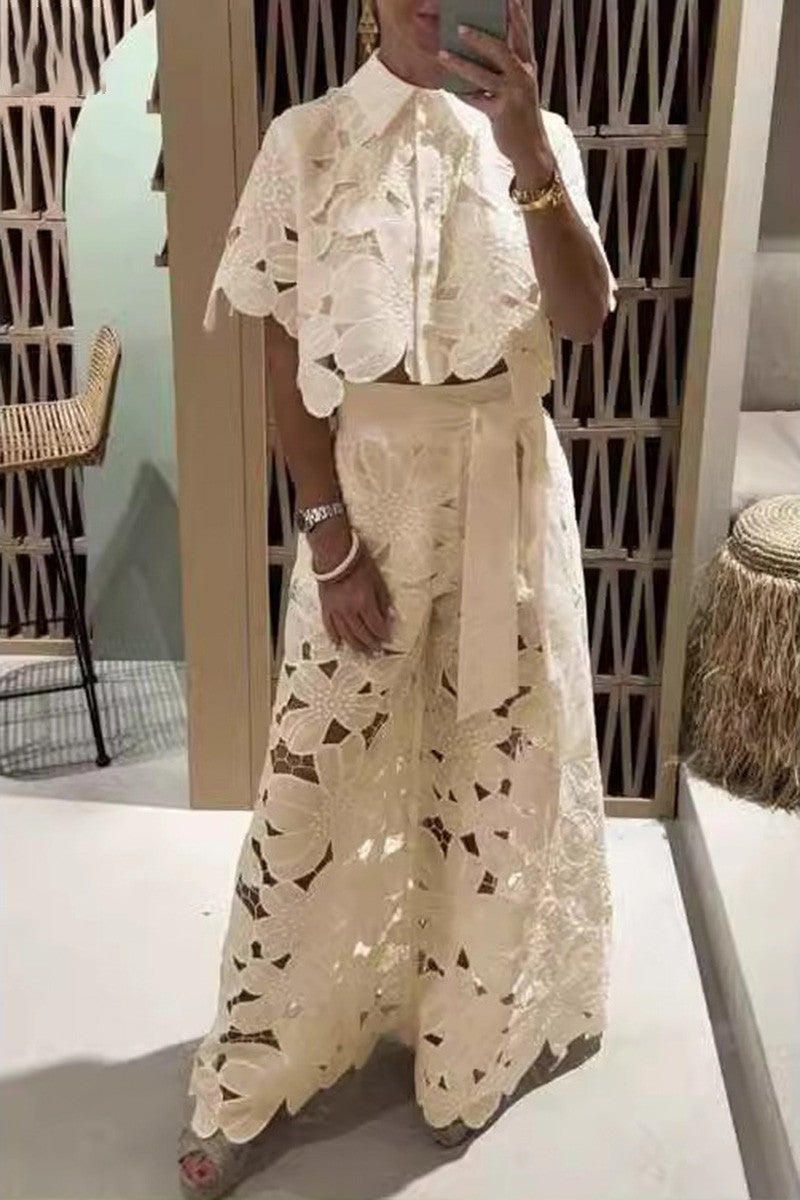 Eyelet Pant Set