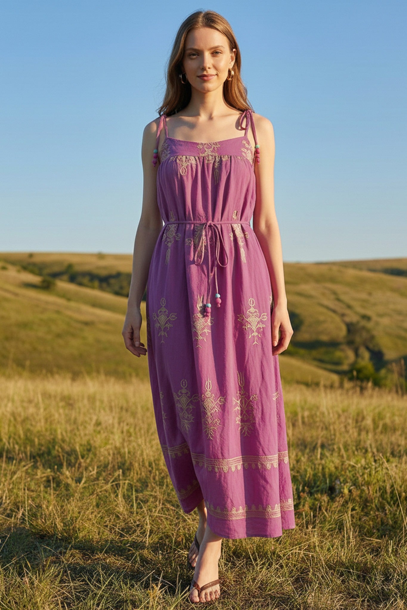 Embroidered Midi Dress