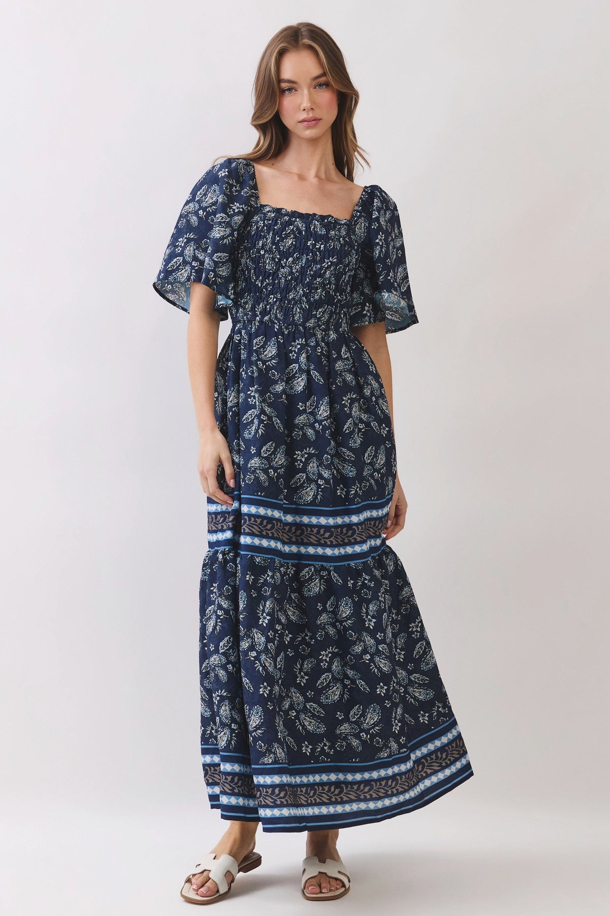 Paisley Border Maxi Dress