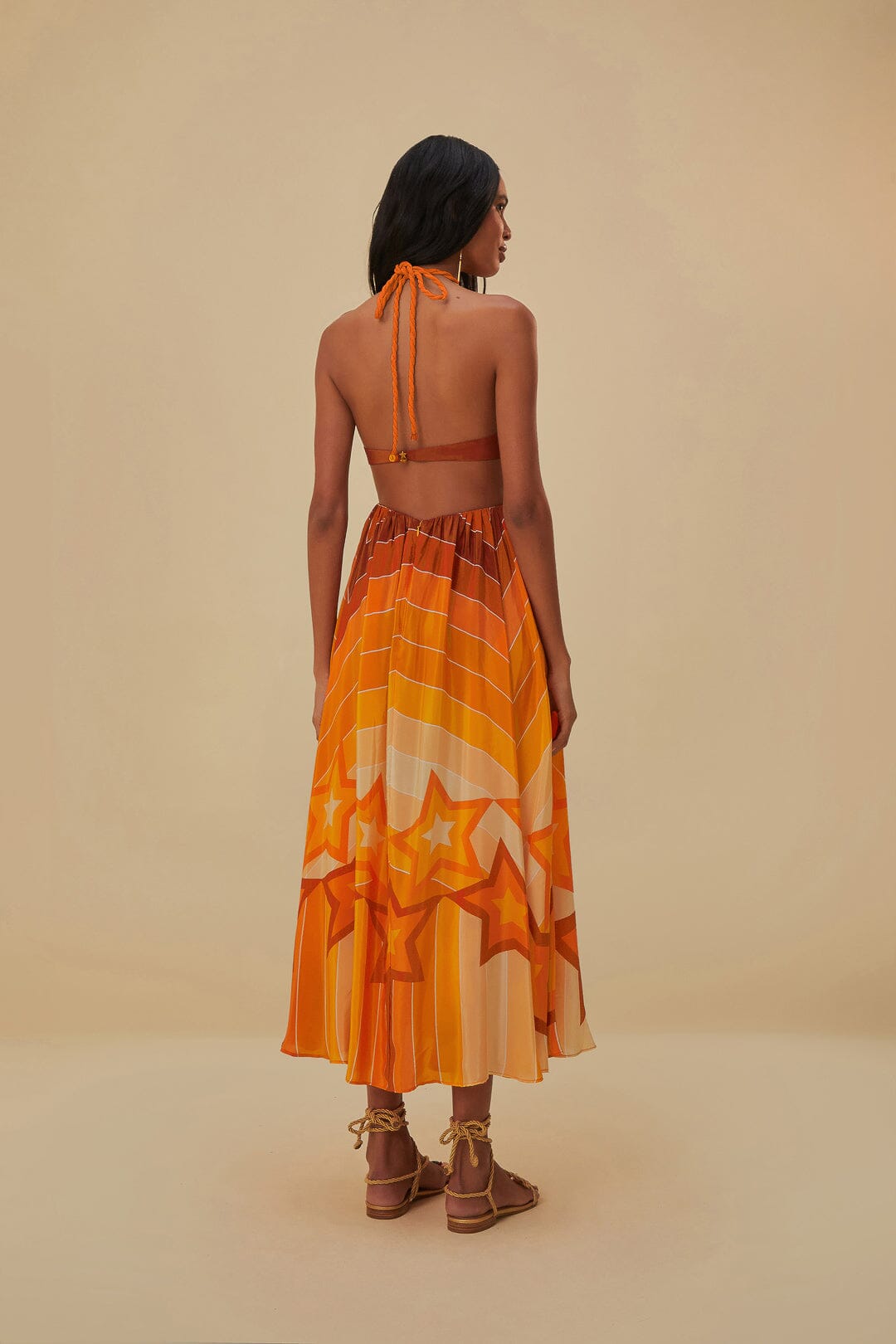 Gradient Stripes Orange Maxi Dress