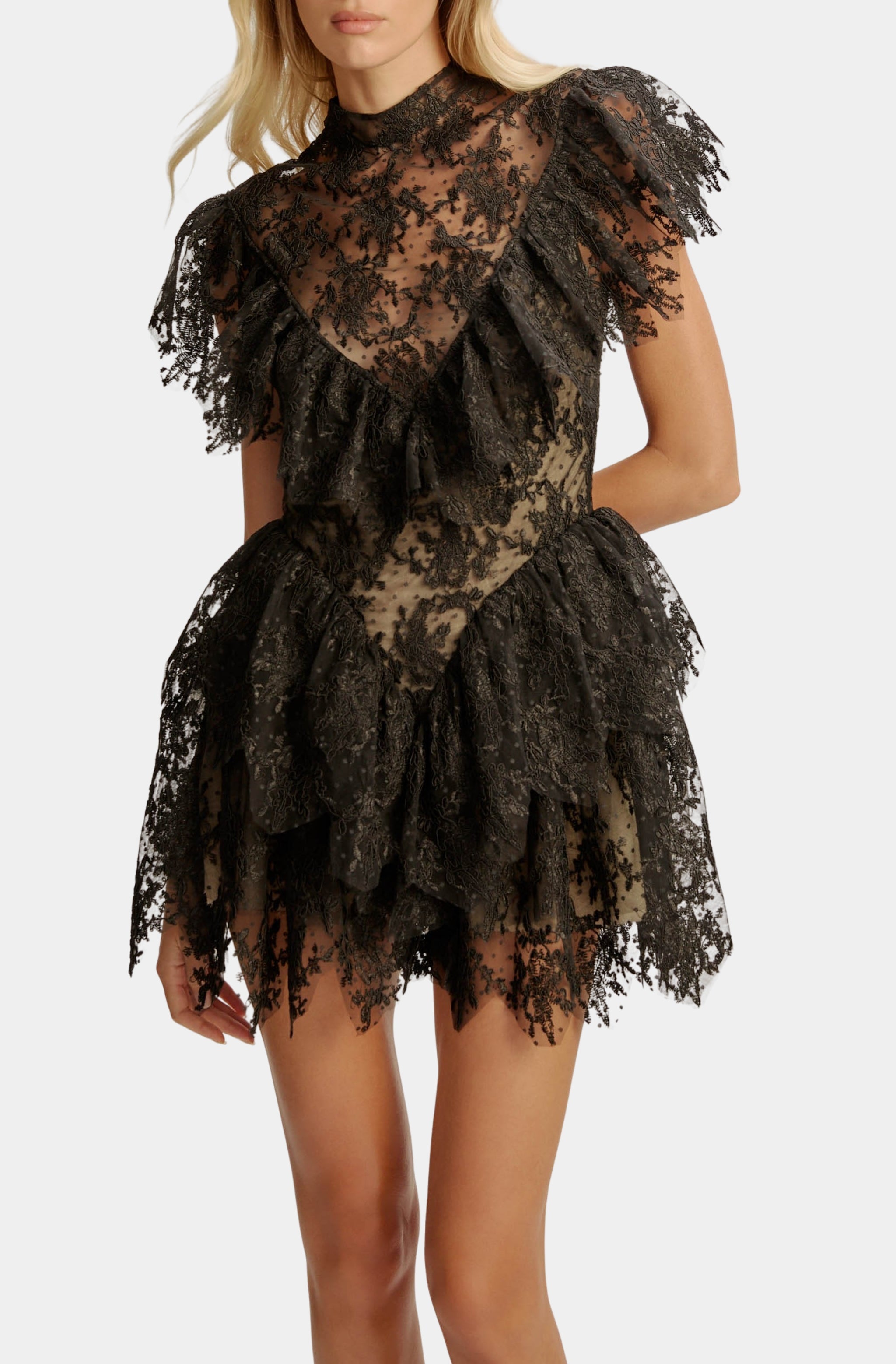 Tarryn Ruffle Lace Mini Dress