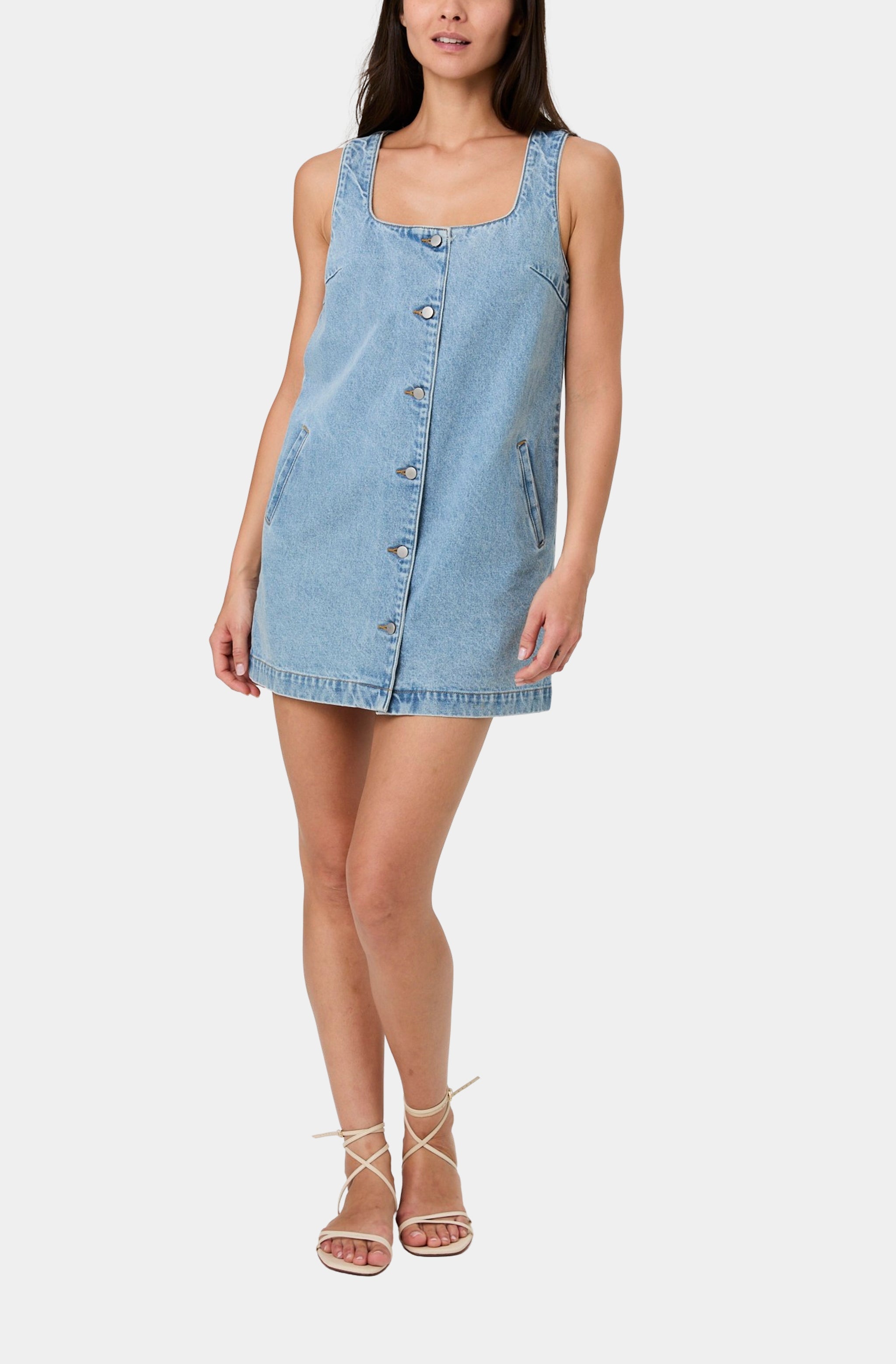 90S Denim Button-Front Sleeveless Dress Hemline Nashville 90S Denim Button-Front Sleeveless Dress Hemline Nashville