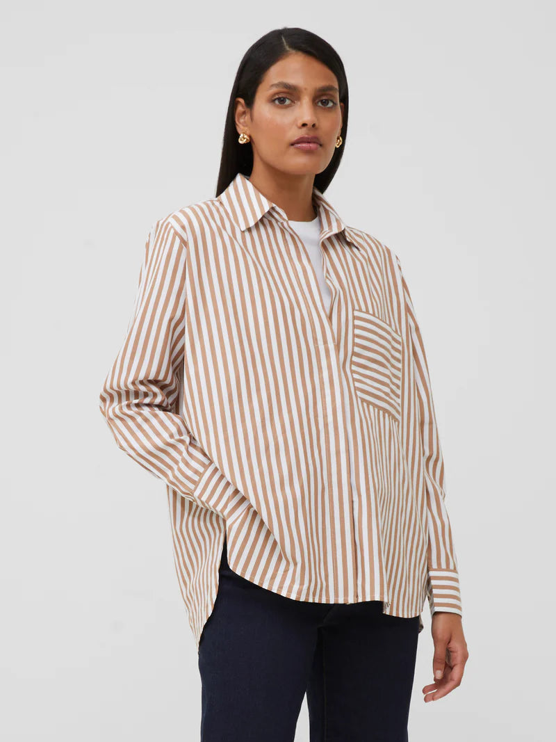 Striped Relaxed Pop Over Shirt