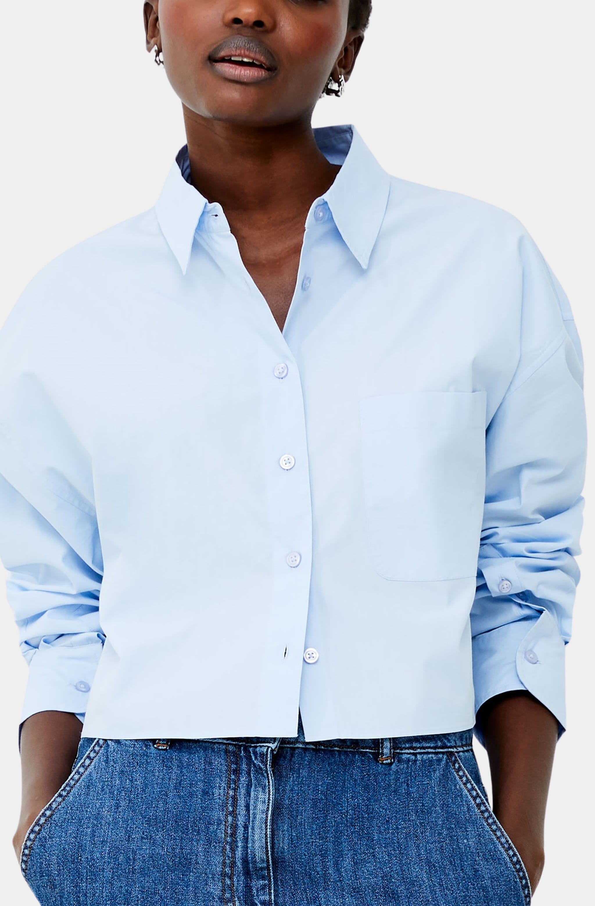 Alissa Cotton Cropped Shirt Linen White