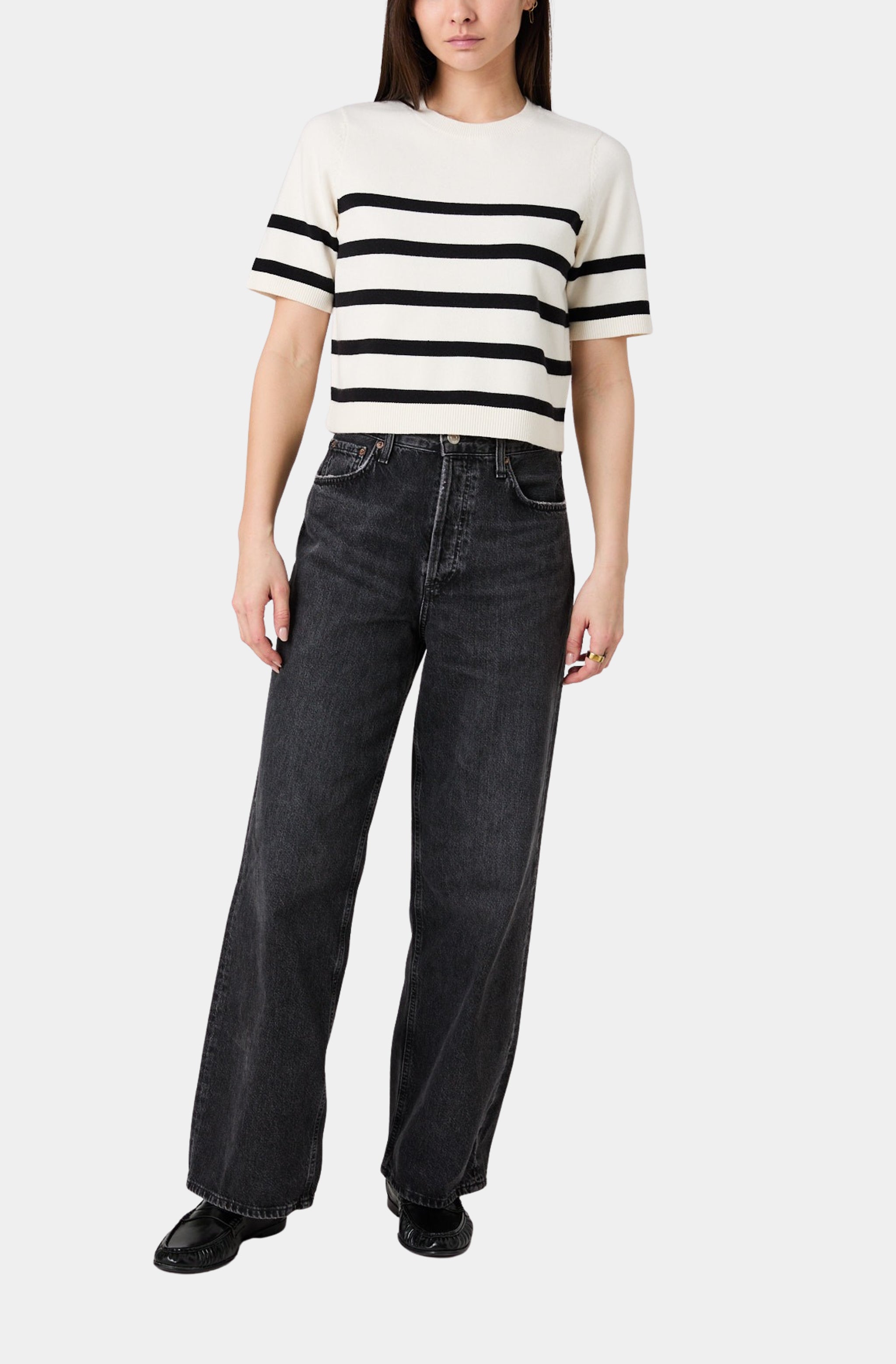 Sloane Knit Short Sleeve Stripe Top