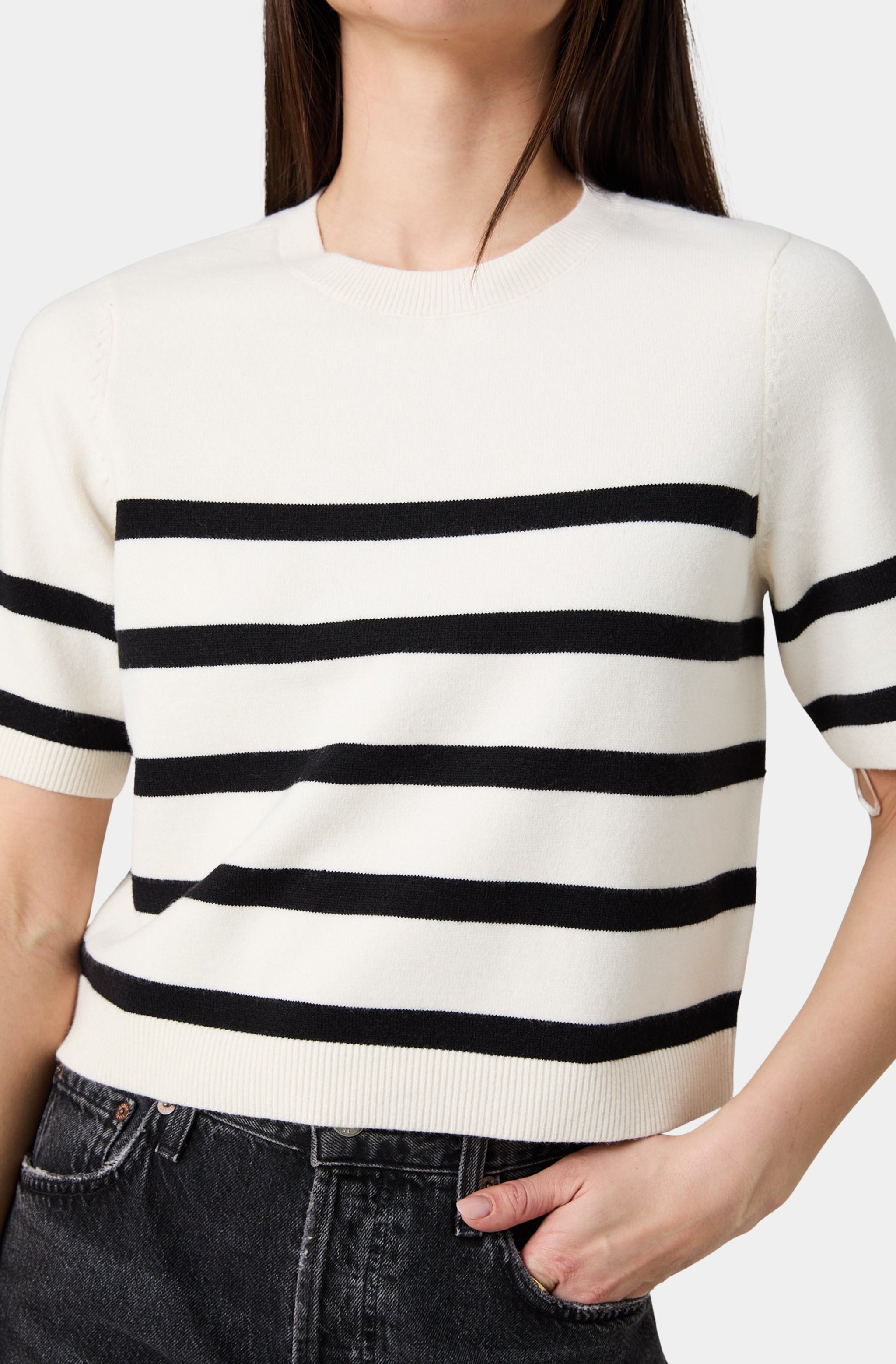 Sloane Knit Short Sleeve Stripe Top