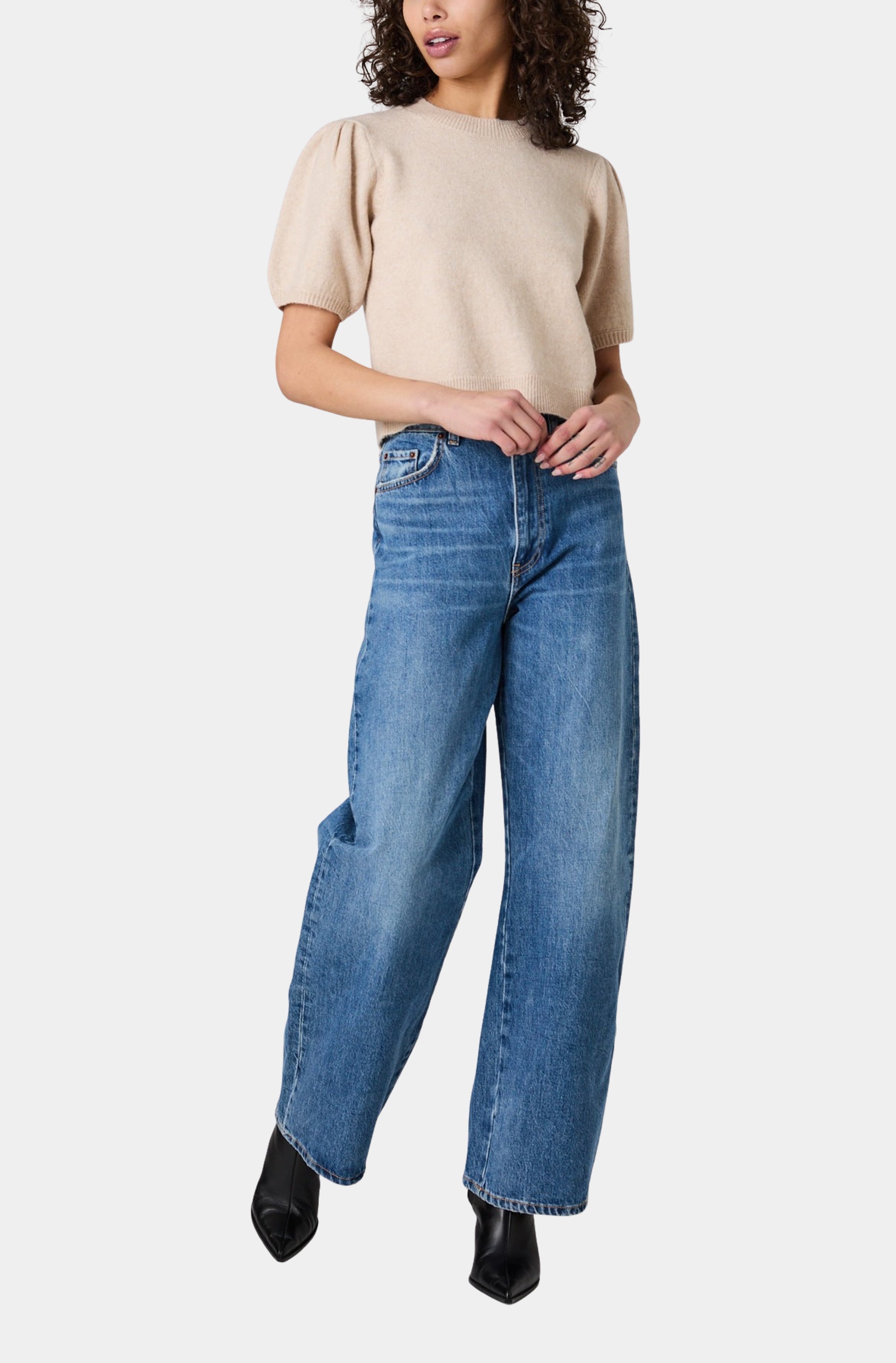 Yulia Knit Puff Sleeve Top
