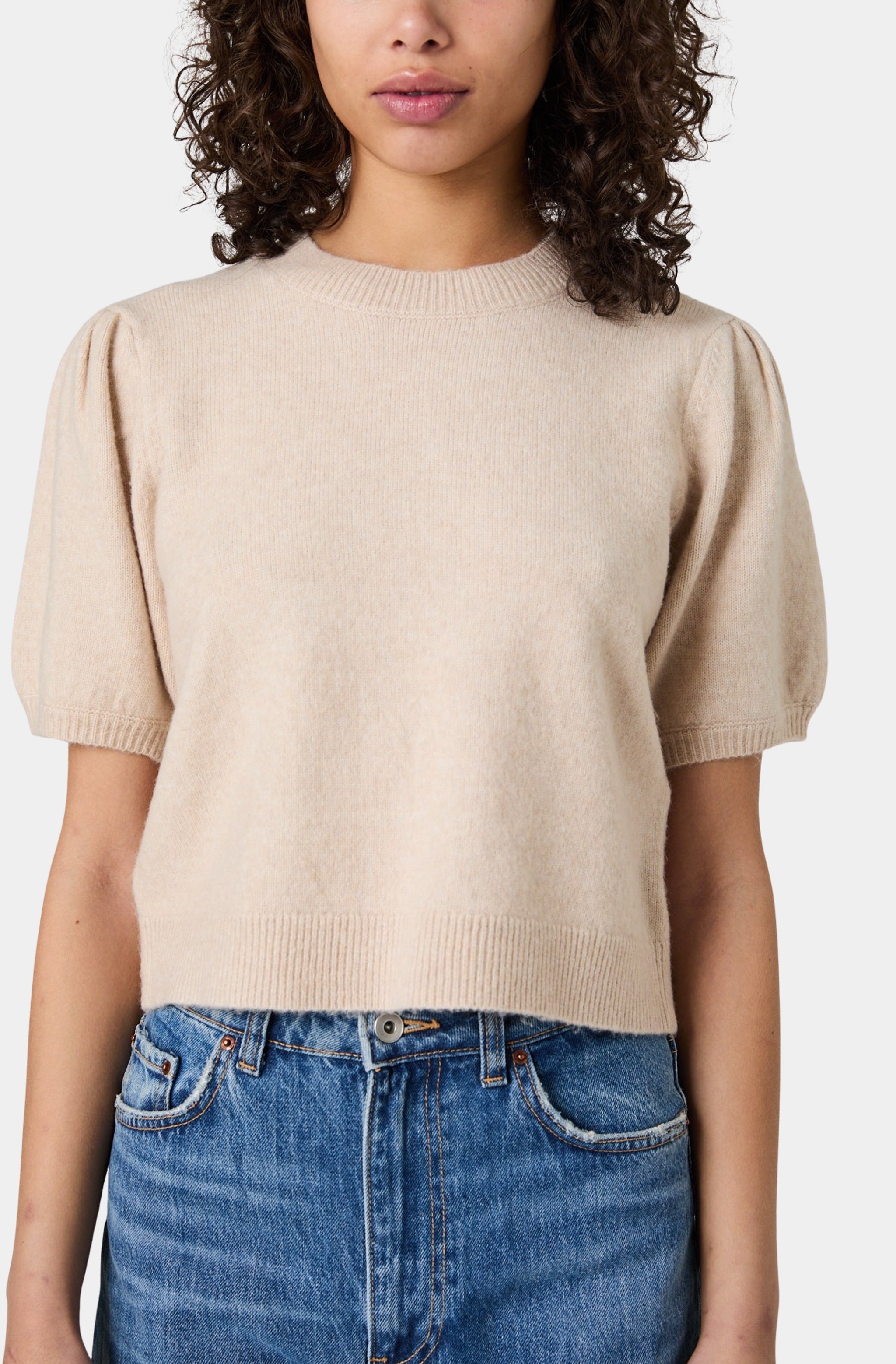 Yulia Knit Puff Sleeve Top