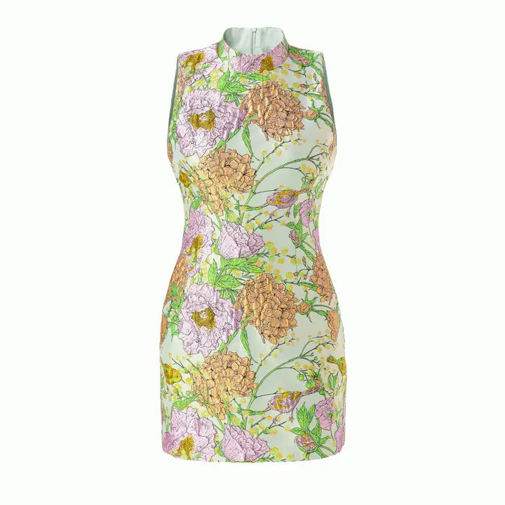 Jacquard Sleeveless Mini Dress