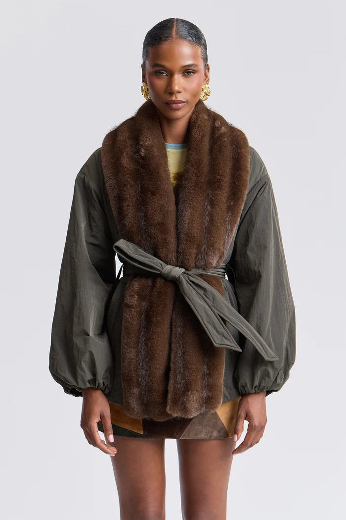 Faux Fur-Trimmed Nylon Parka