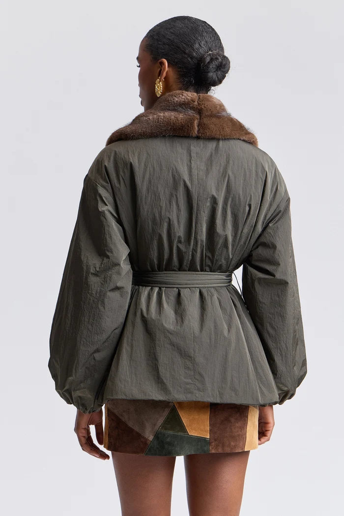 Faux Fur-Trimmed Nylon Parka