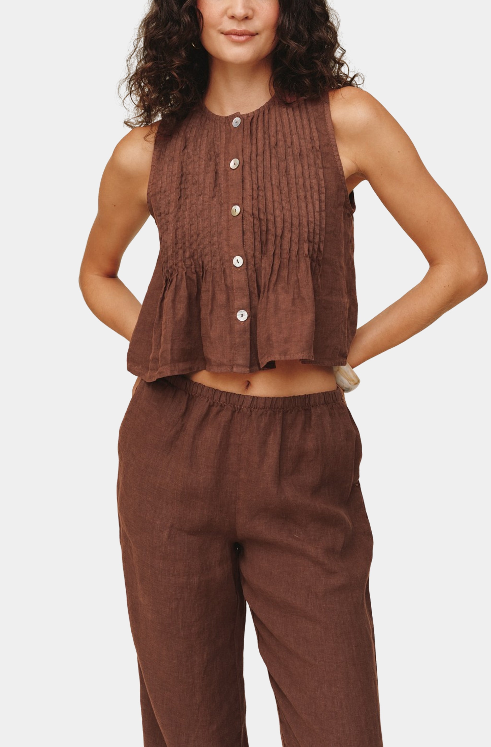 Sleeveless Pintuck Top