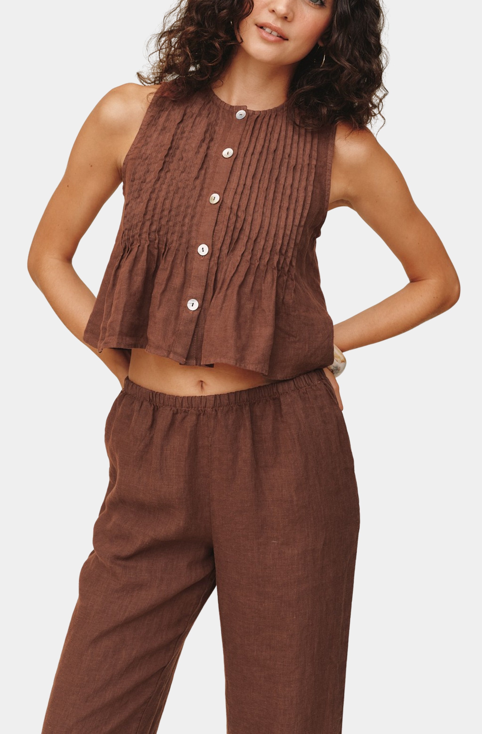 Sleeveless Pintuck Top