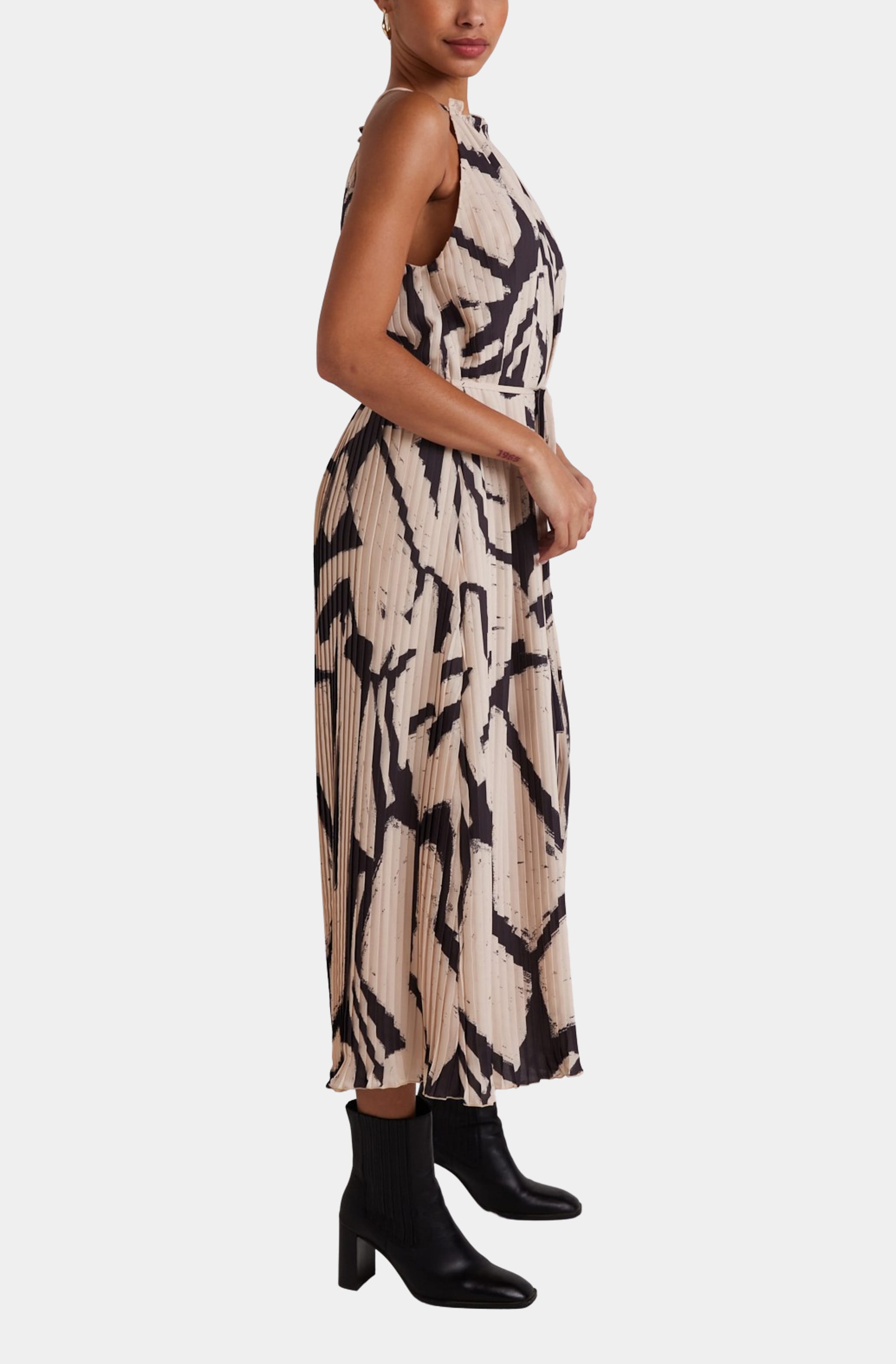 Pleated Halter Maxi Dress