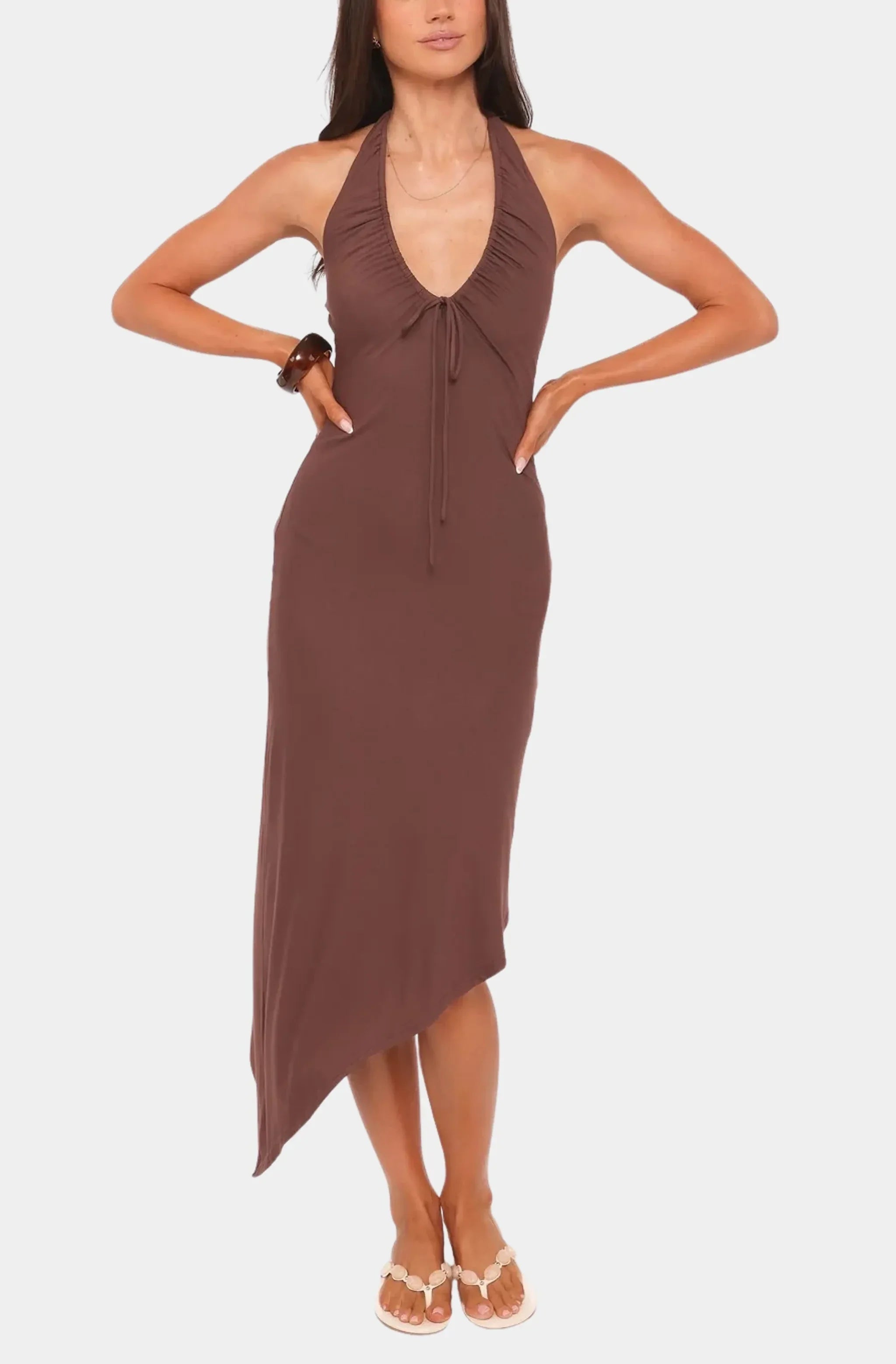 dark brown midi dress Jordie Midi Dress – Hemline Nashville