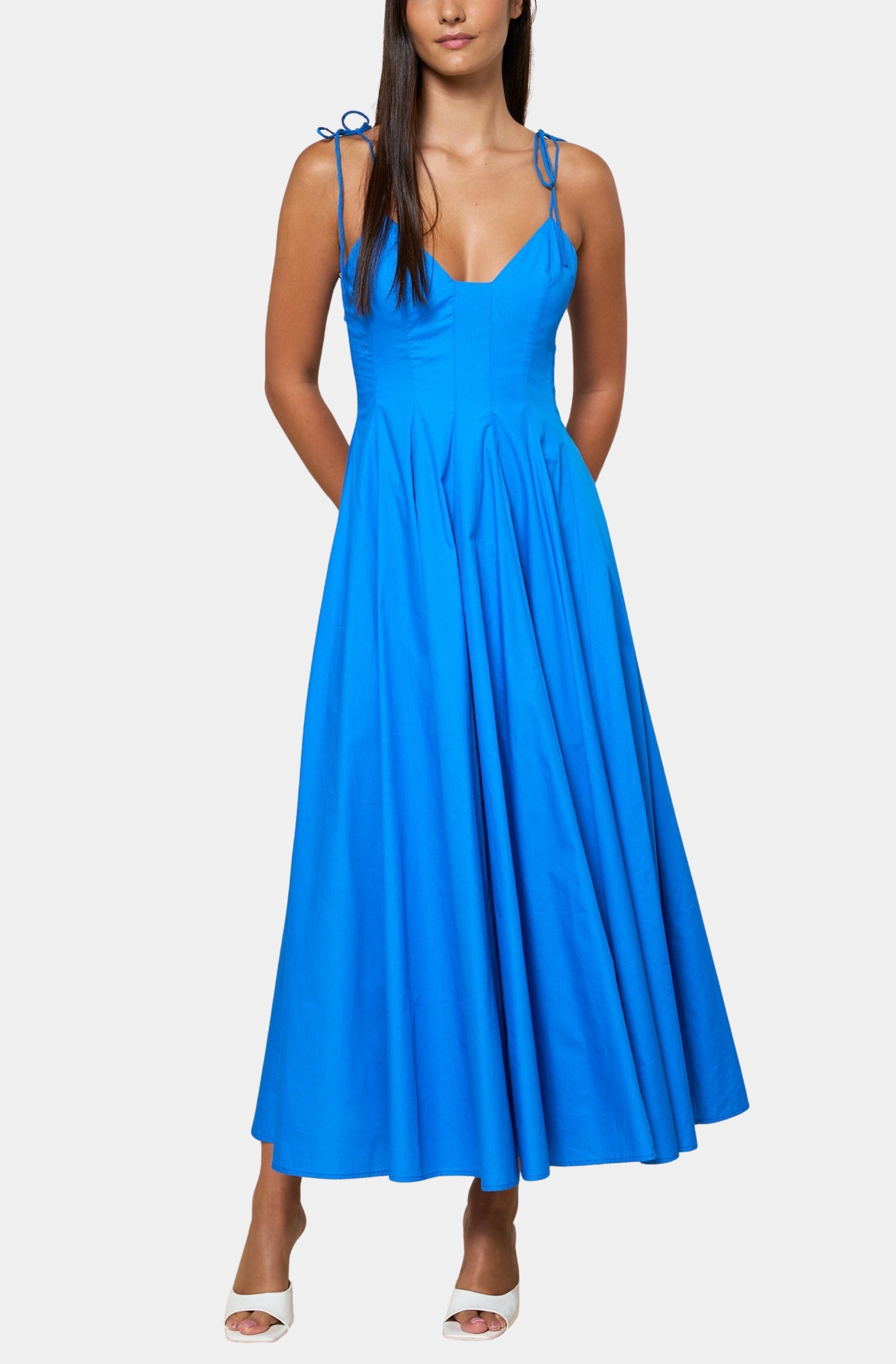 athena blue dress Athena Crepe Dress In Midnight-Blue Rhea Costa