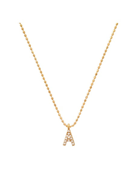 Pave Initial Ball Chain Necklace
