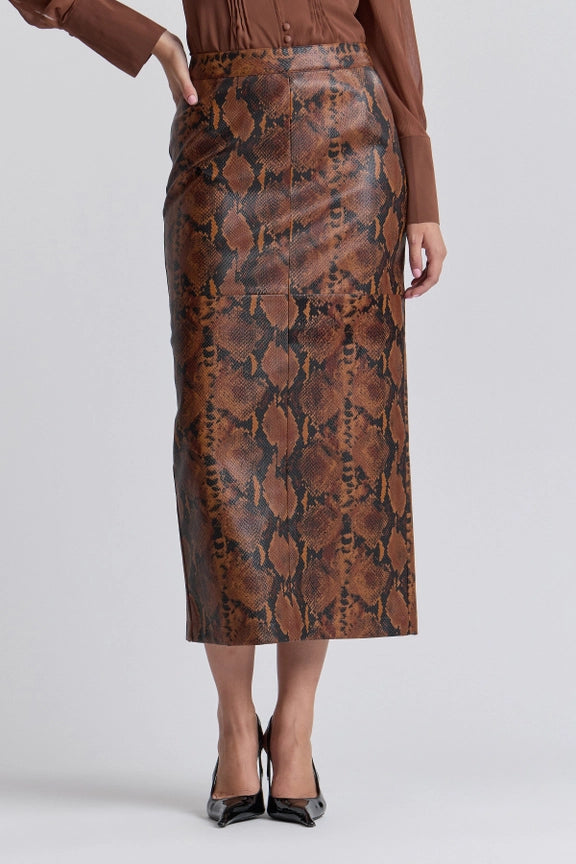 Snake Print Faux-Ever Leather Maxi Skirt