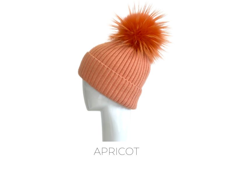 Angora/Wool Blend Hat in Bright Apricot