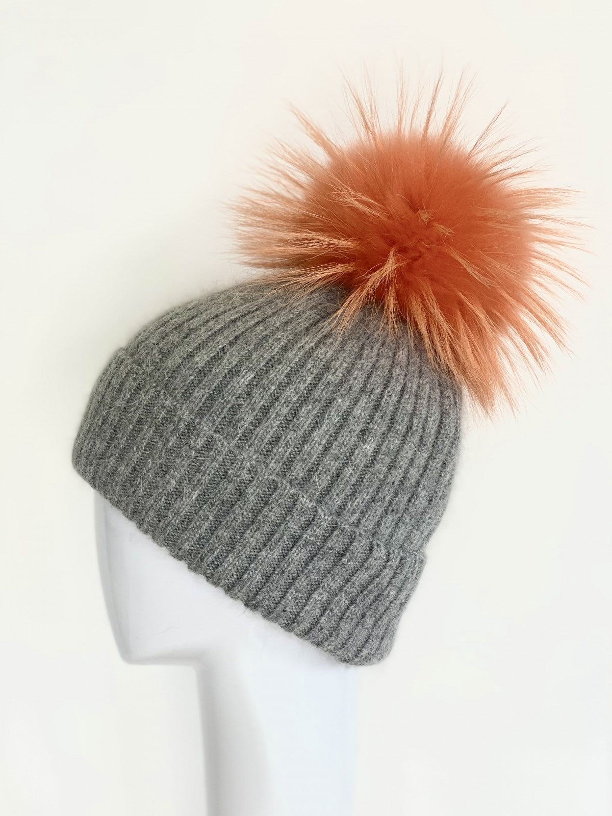 Angora/Wool Blend Hat in Apricot is