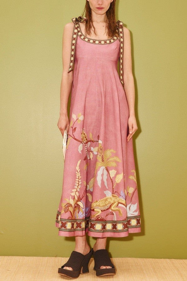 Tie Shoulder Midi Dress